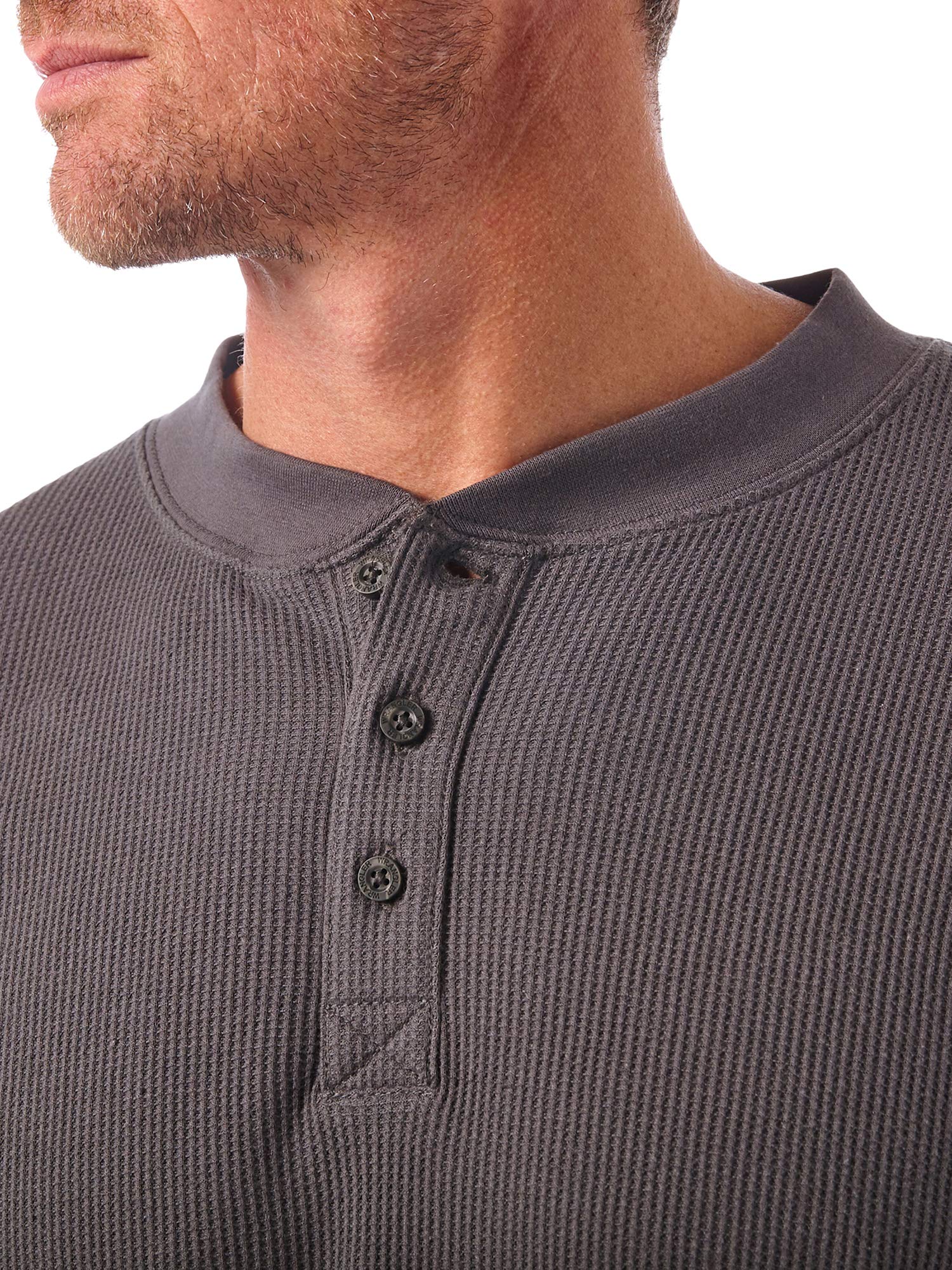 Wrangler Authentics Men's Long Sleeve Waffle Henley Shirt - Comfortable Thermal Knit Top for Casual Wear, Outdoor Activities & Layering in Cold Weather