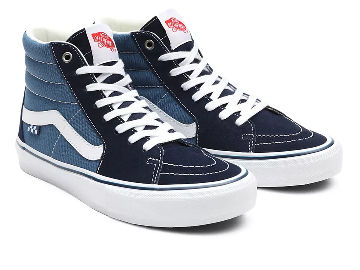 Vans Skate Sk8 Hi Pro Shoe - Navy/White - High Top Skateboarding Sneakers for Men & Women - Durable Canvas & Suede - Perfect for Street Skating, Casual Wear & Urban Fashion