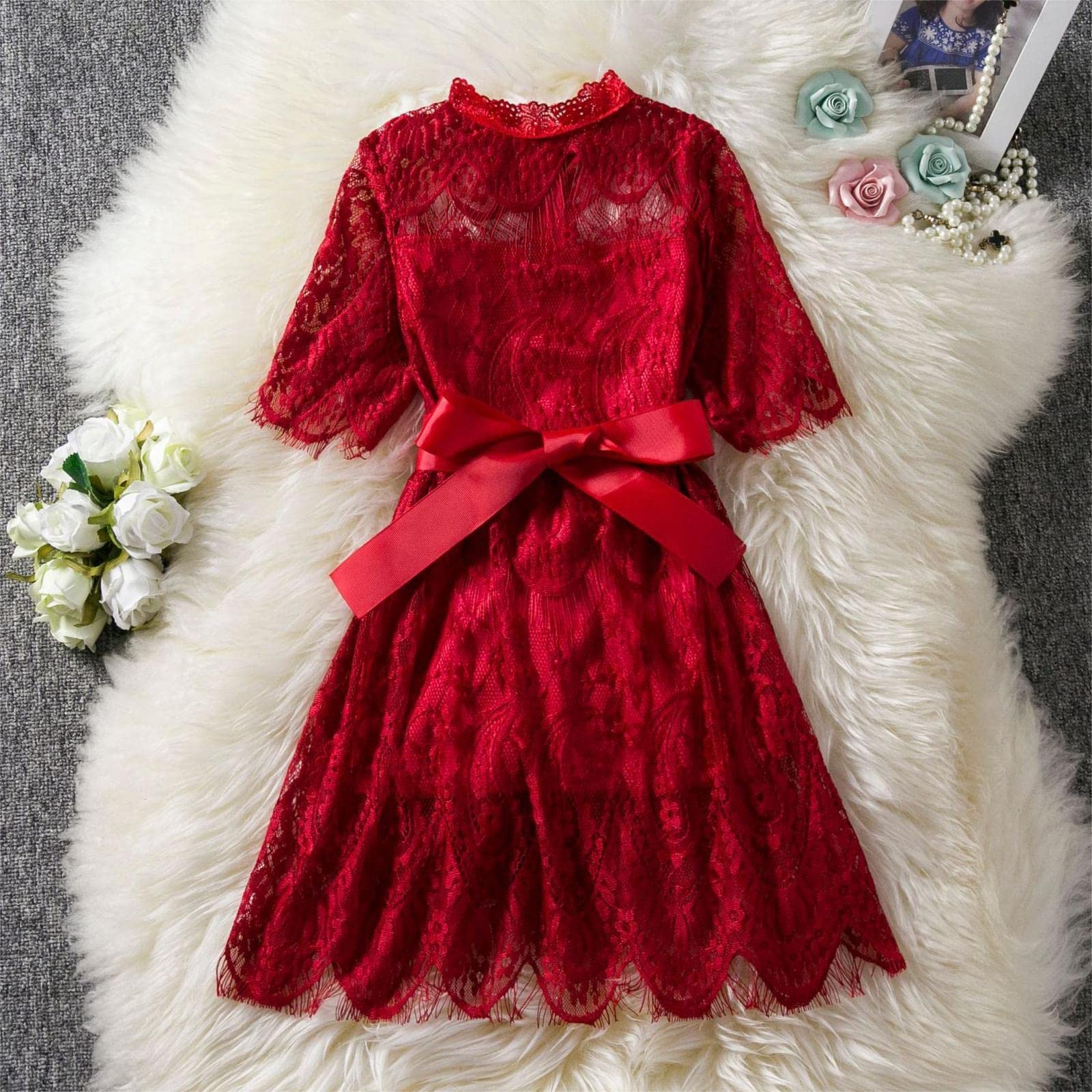 **Elegant Toddler Girl Lace Formal Dress - Flower Girl Princess Tulle Gown for Weddings, Birthday Parties & Pageants | Perfect for Special Occasions & Photo Shoots**