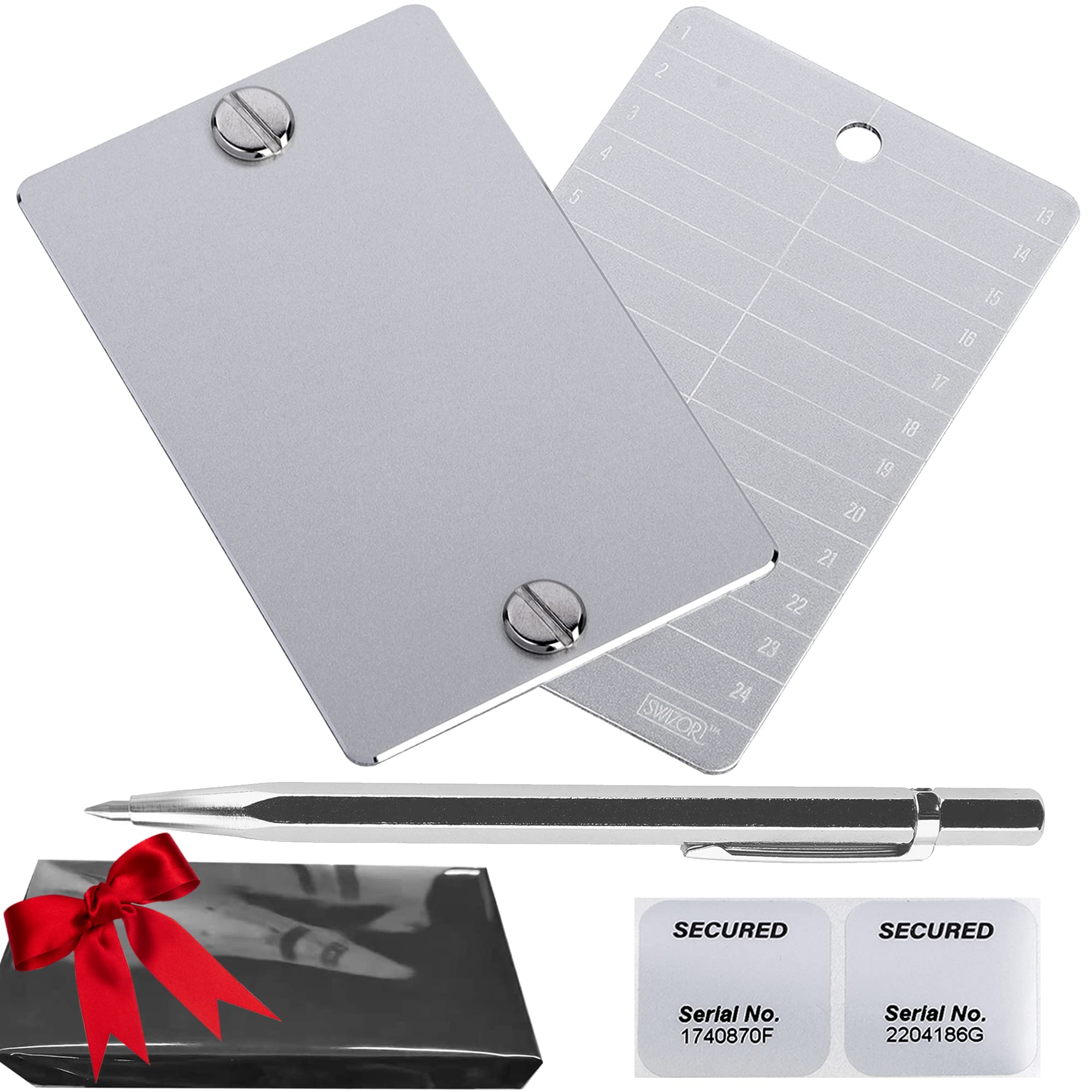 Swizor Crypto Wallet - Secure Cold Storage for Bitcoin & Cryptocurrency | Compatible with Ledger Nano X & Trezor Model T | Includes 2 Steel Seed Plates, Engraving Pen & Seal | Perfect for Long-Term Crypto Asset Protection & Offline Storage