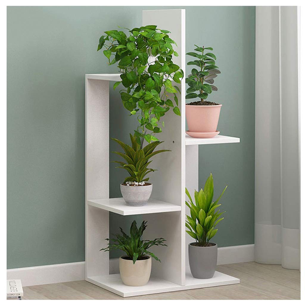 5-Tier Round Flower Shelf for Indoor Plants - 40x21x89cm White Garden Pot Rack - Balcony, Living Room & Home Decor Plant Stand - Perfect for Displaying Flowers, Herbs & Succulents