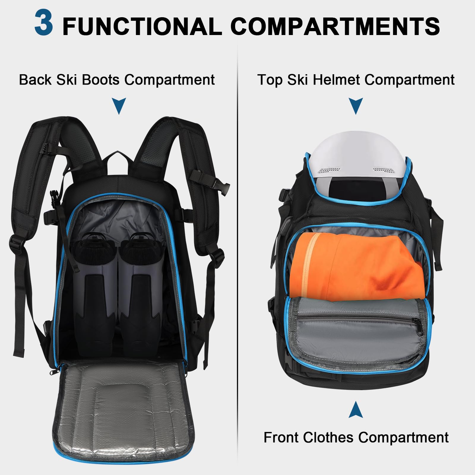 **Geestock 50L Waterproof Ski Boot Travel Backpack – Large Duffle Bag for Ski Helmet, Skis, Snowboard & Accessories – Perfect for Winter Sports & Travel**