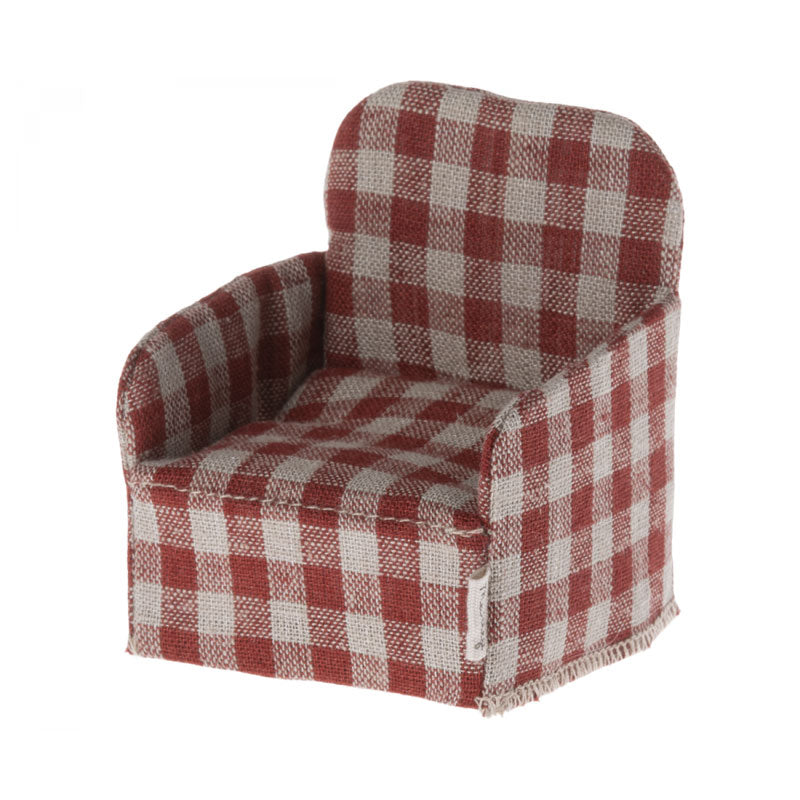 Maileg Mini Mouse Chair - Adorable Red Dollhouse Furniture for Kids' Pretend Play & Collectible Display