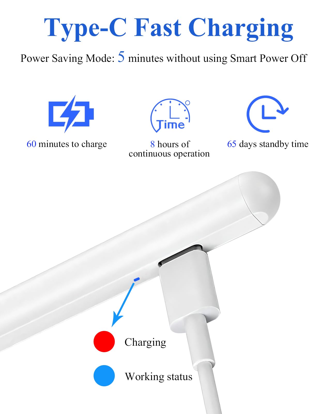 Kenkor Rechargeable Stylus Pen for iPad & Android Tablets - 1.5mm POM Nib, Magnetic Design, Universal Touch Screen Compatibility (iPad Pro/Air/Mini, iPhone, Smartphones) - Perfect for Drawing, Note-Taking & Digital Art