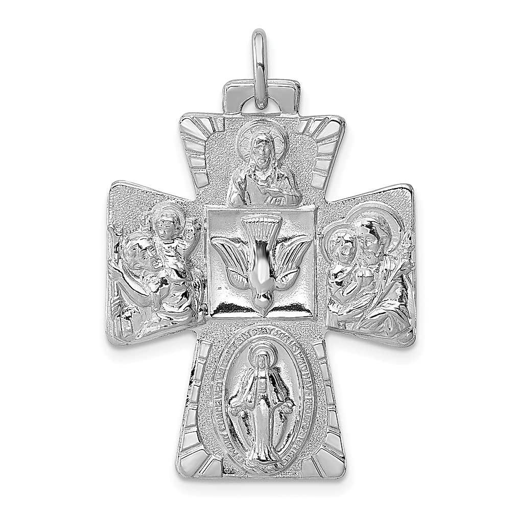925 Sterling Silver Reversible 4-Way Medal Pendant Necklace - Religious Cross Charm Jewelry for Women | Elegant Gift for Her | Perfect for Church, Weddings & Everyday Wear