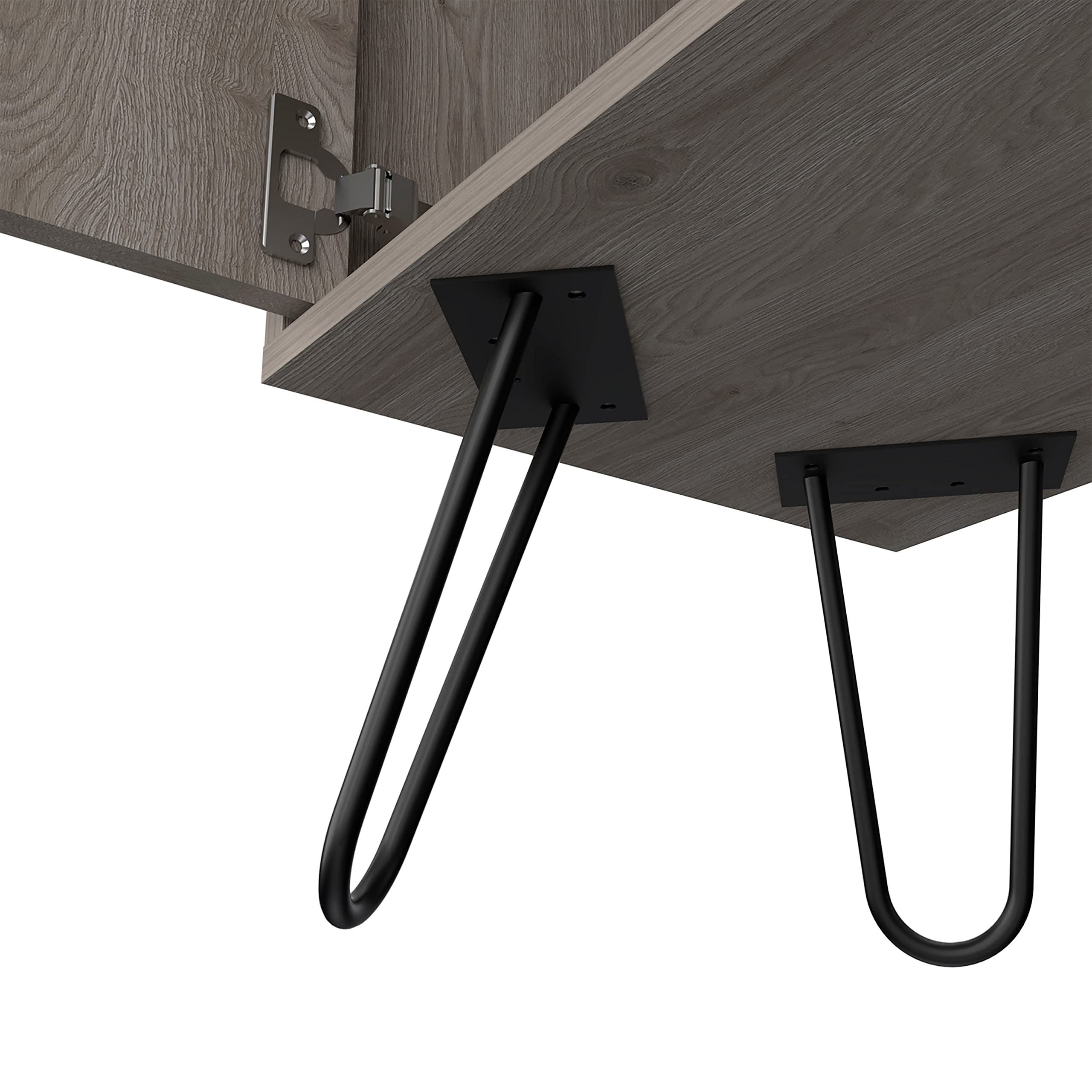 Sheffield L-Shaped Bar Cabinet with 2 Doors, 4 Adjustable Shelves & 8 Storage Cubbies - Modern Hairpin Legs in Light Gray | Perfect for Home Bar, Living Room & Dining Room Storage