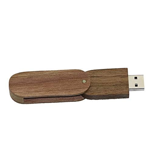 16GB Walnut Wood USB 2.0 Flash Drive - High Speed Rotational Thumb Drive with Keychain Hole - Perfect for Data Storage, File Transfer, School & Office Use