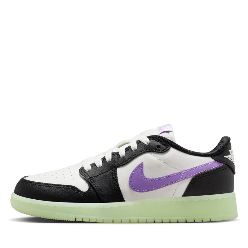 Air Jordan 1 Retro Low GS Sneakers - Black & Black Raspberry Colorway - Comfortable Basketball Shoes for Kids - Perfect for School, Sports & Casual Wear