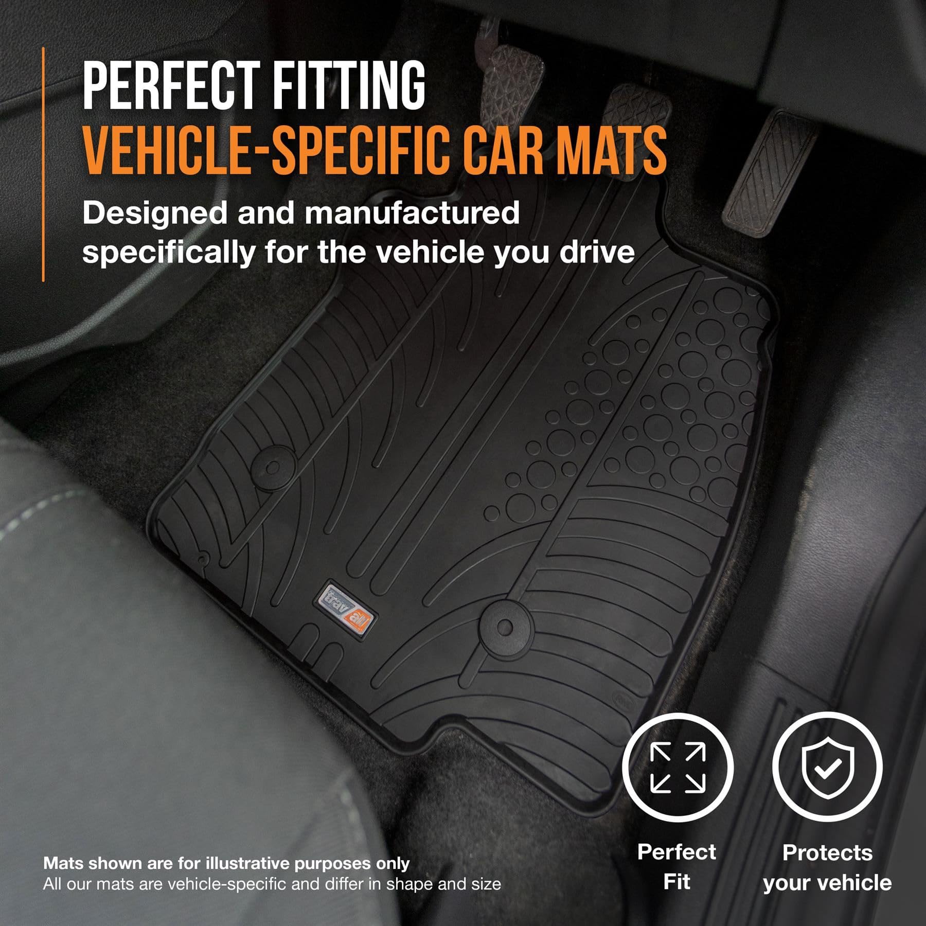 Premium Rubber Car Floor Mats for Renault Kangoo (2008-2021) & Citroën Berlingo Tourer (2012-2021) - Durable, Easy to Clean, All-Weather Protection - Perfect for Family Trips, Outdoor Adventures & Daily Commutes