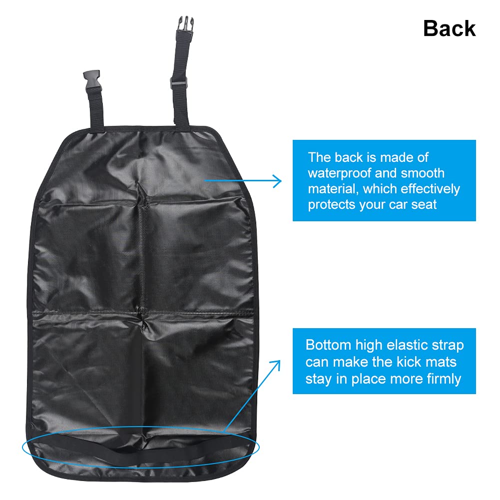 JDMON 2 Pack Universal Car Seat Back Protectors - Durable Waterproof Kick Mats with 2 Reinforced Mesh Storage Pockets & Organizer - Perfect for Kids, Pets & Travel Accessories (Fits Most Vehicles) - Protect Your Seats from Scratches, Spills & Everyday Wear