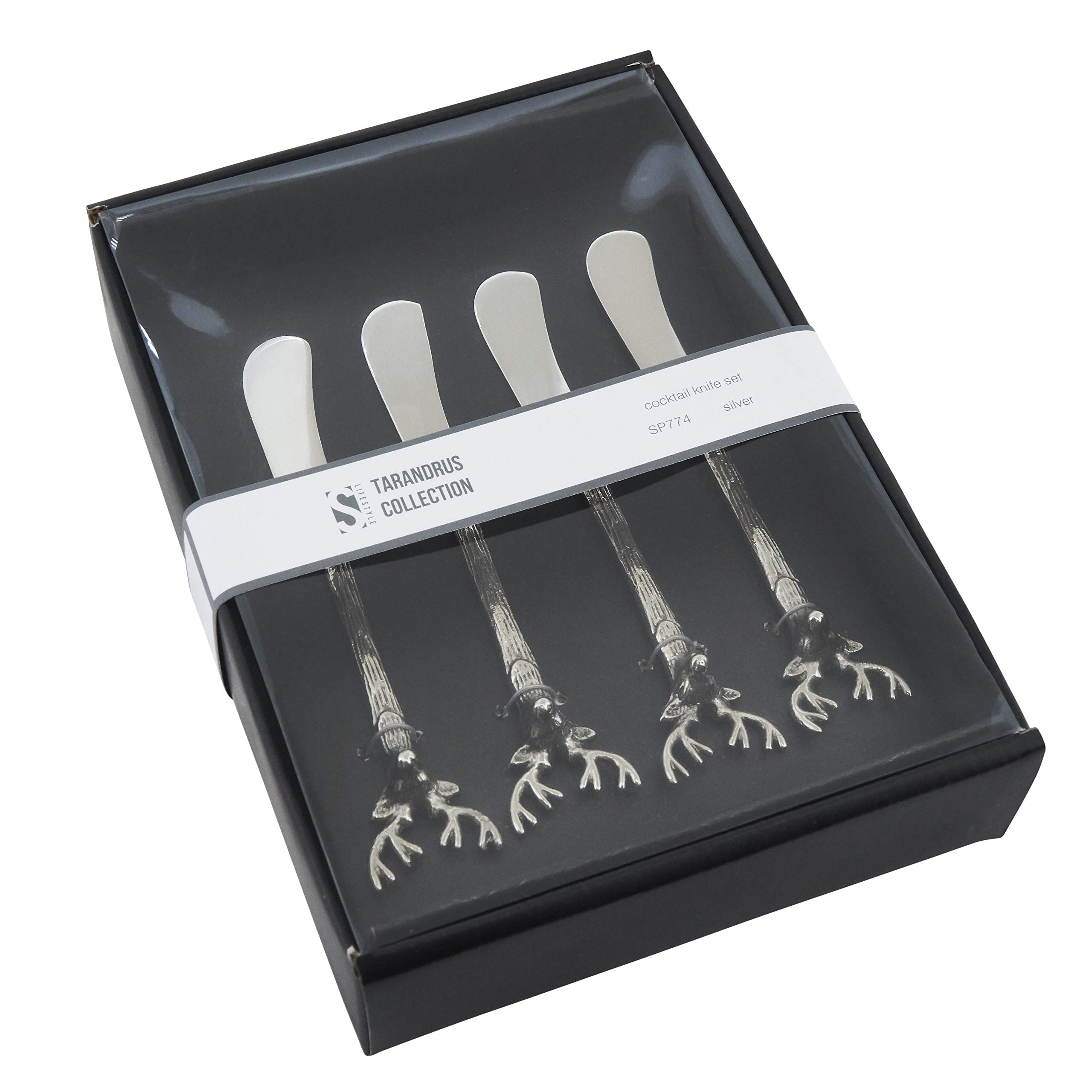 Premium Reindeer-Themed Cocktail Knives Set of 4 - Stainless Steel Bar Tools for Christmas Parties, Holiday Mixology & Home Entertaining