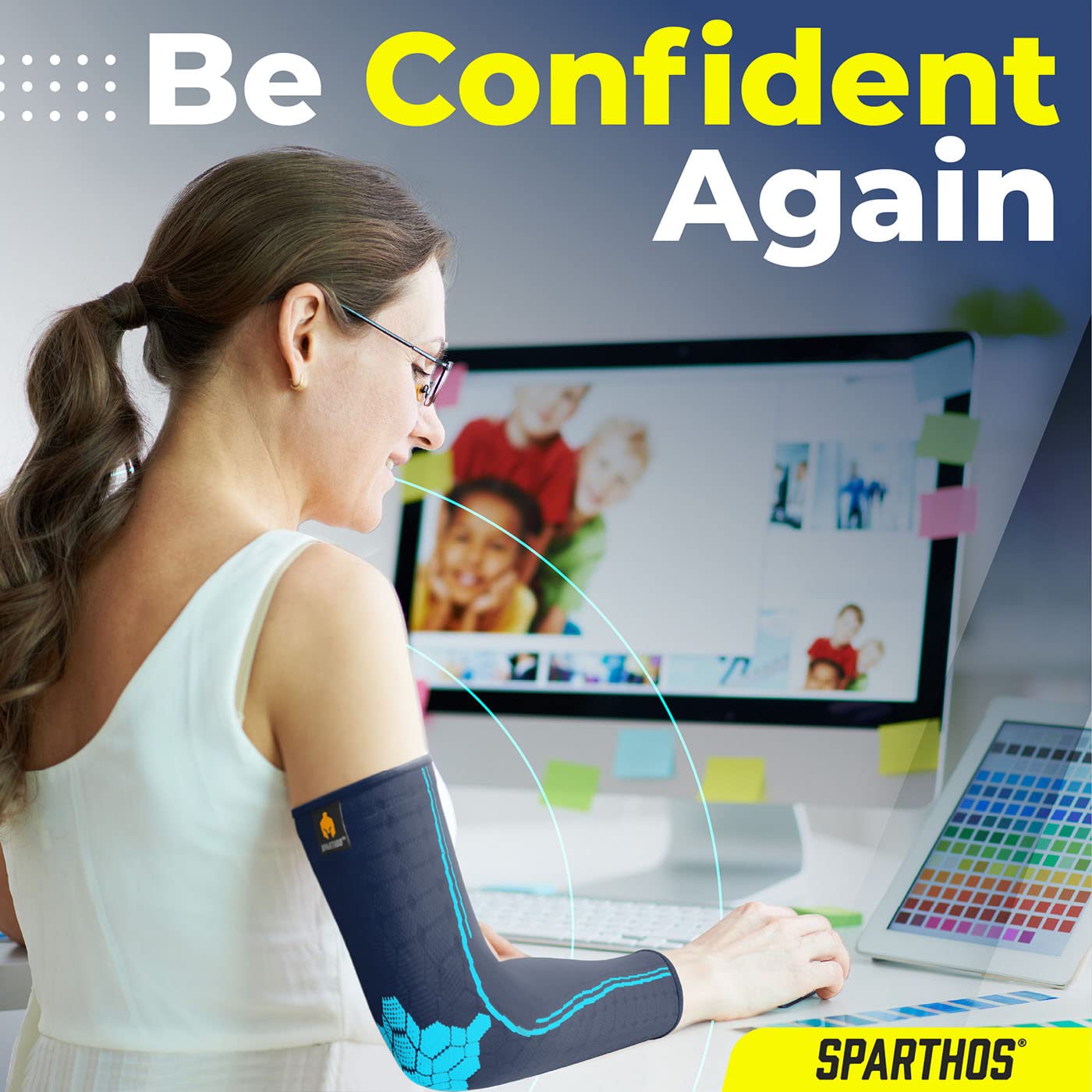 Sparthos Arm Compression Sleeves for Men & Women - Recovery Support Sleeves for Muscle Pain Relief, Joint Support & Improved Circulation - Breathable Elastic Sports Compression Arm Sleeves for Running, Basketball, Gym Workouts & Active Lifestyle