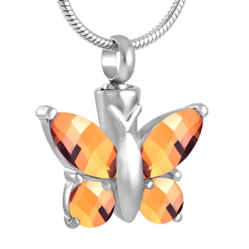 Engraved Butterfly Urn Necklace - Memorial Jewelry for Loved Ones & Pets
