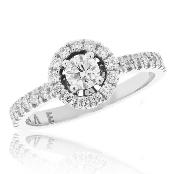 0.67 Carat Diamond Halo Engagement Ring in 18K White Gold - Perfect for Proposals, Anniversaries & Special Occasions