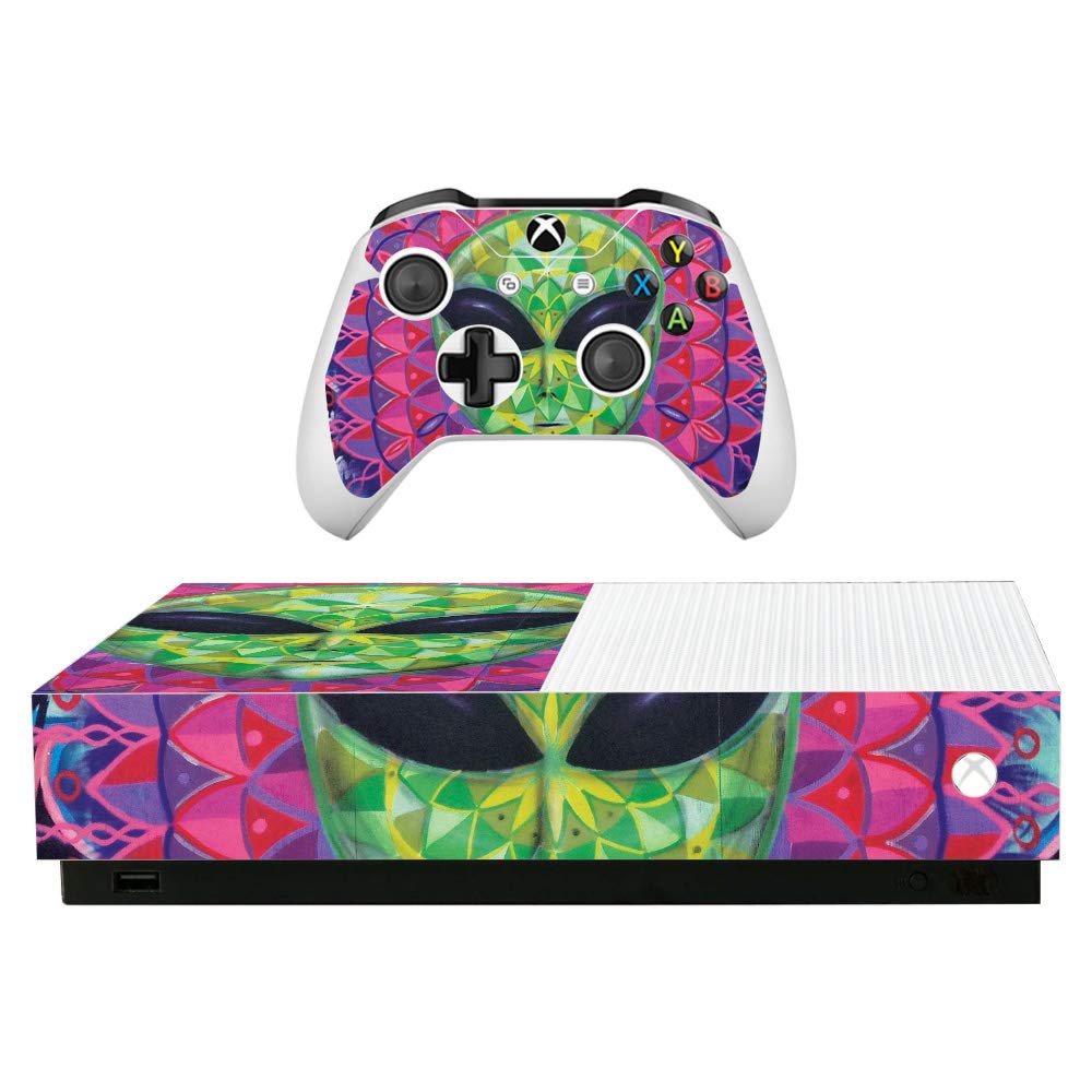 MightySkins Protective Vinyl Skin for Microsoft Xbox One S All-Digital Edition - Geometric Alien Design | Durable, Scratch-Resistant Decal Wrap Cover | Easy to Apply & Remove | Made in USA | Perfect for Gaming Setups & Custom Console Protection