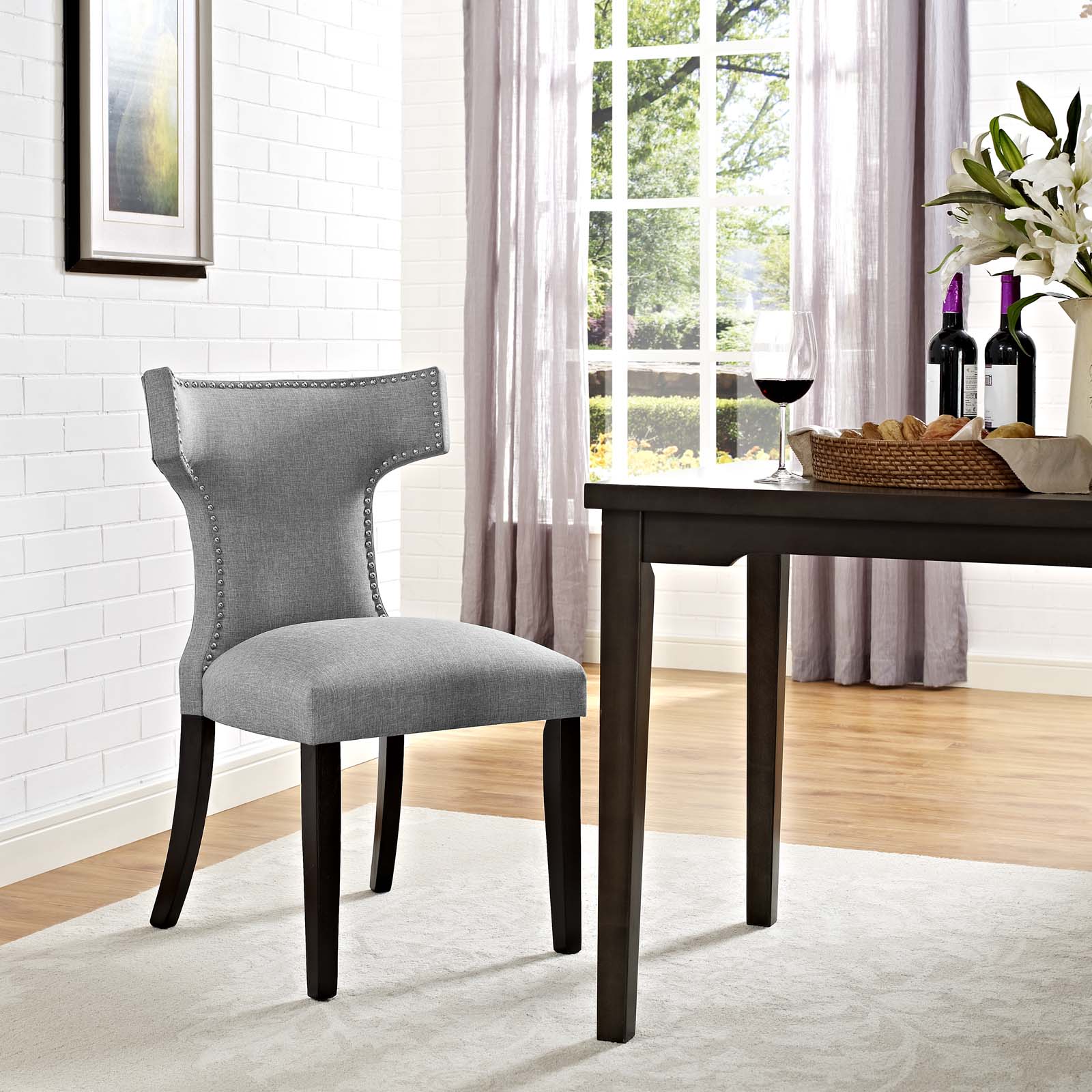 Modern Curve Fabric Dining Chair - Comfortable & Stylish Upholstered Seat for Kitchen, Dining Room, or Breakfast Nook - Perfect for Home Decor & Entertaining