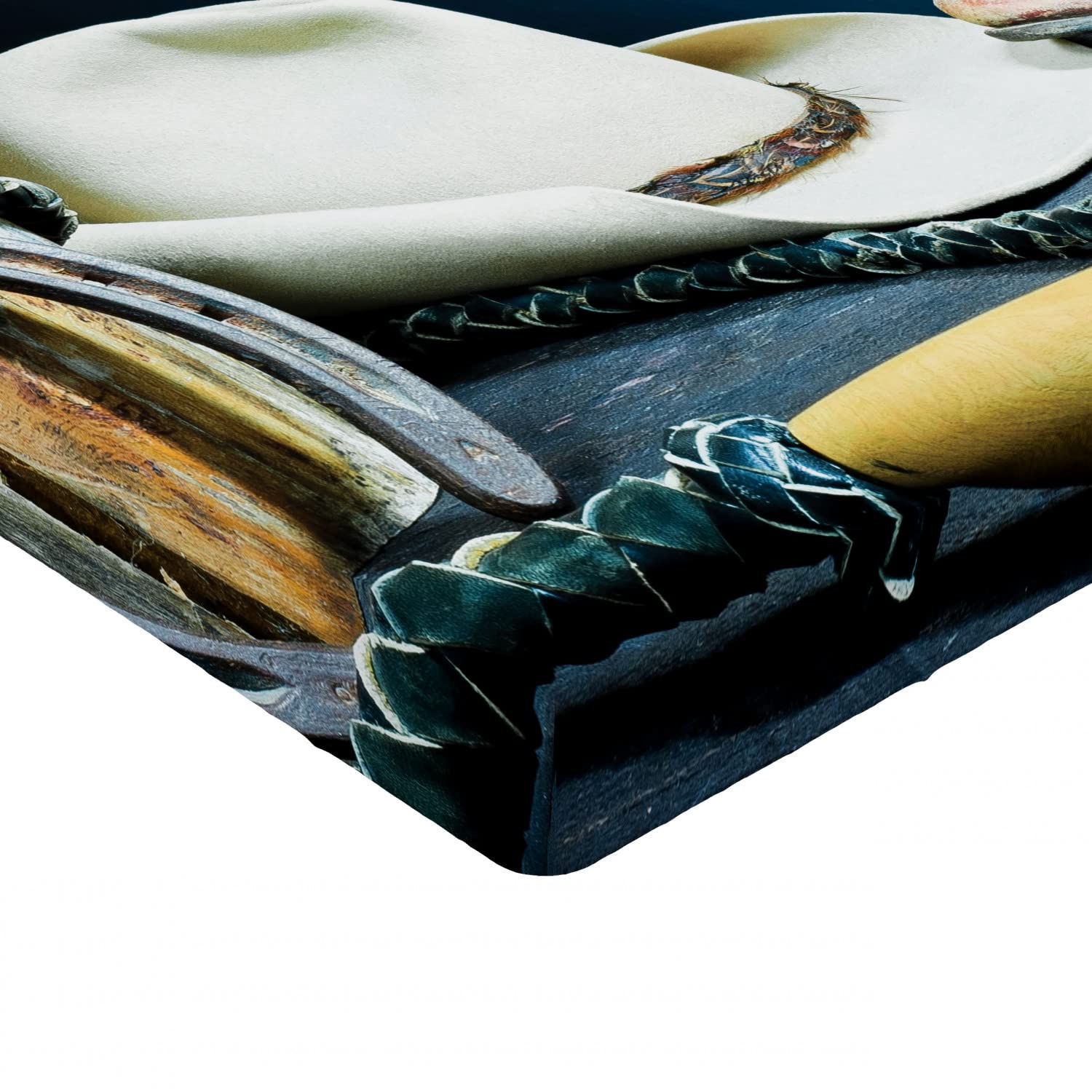 Ambesonne Western Fitted Sheet - Antique Horseshoe Cowboy Texas Design, Deep Pocket Twin XL Bed Sheet in Blue, Brown & Beige | Perfect for Western-Themed Bedrooms, Rodeo Events & Texas-Style Home Decor