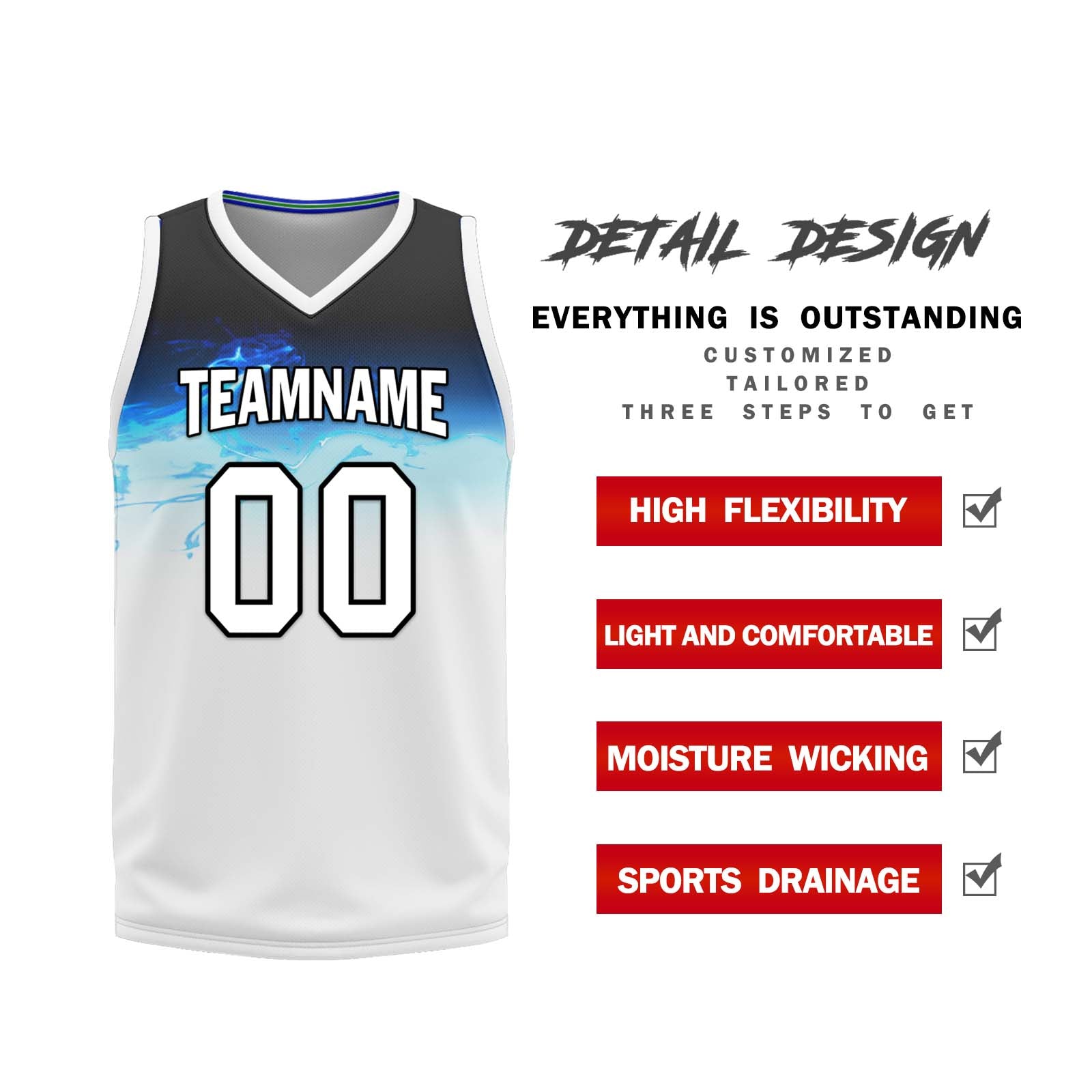 Custom Gradient Blue & White Minnesota City Edition Reversible Basketball Jersey - Personalized NBA-Inspired Sports Apparel for Men & Women - Perfect for Games, Training & Fan Gear - BBJ01R D0610 18 COOLMAX Fabric