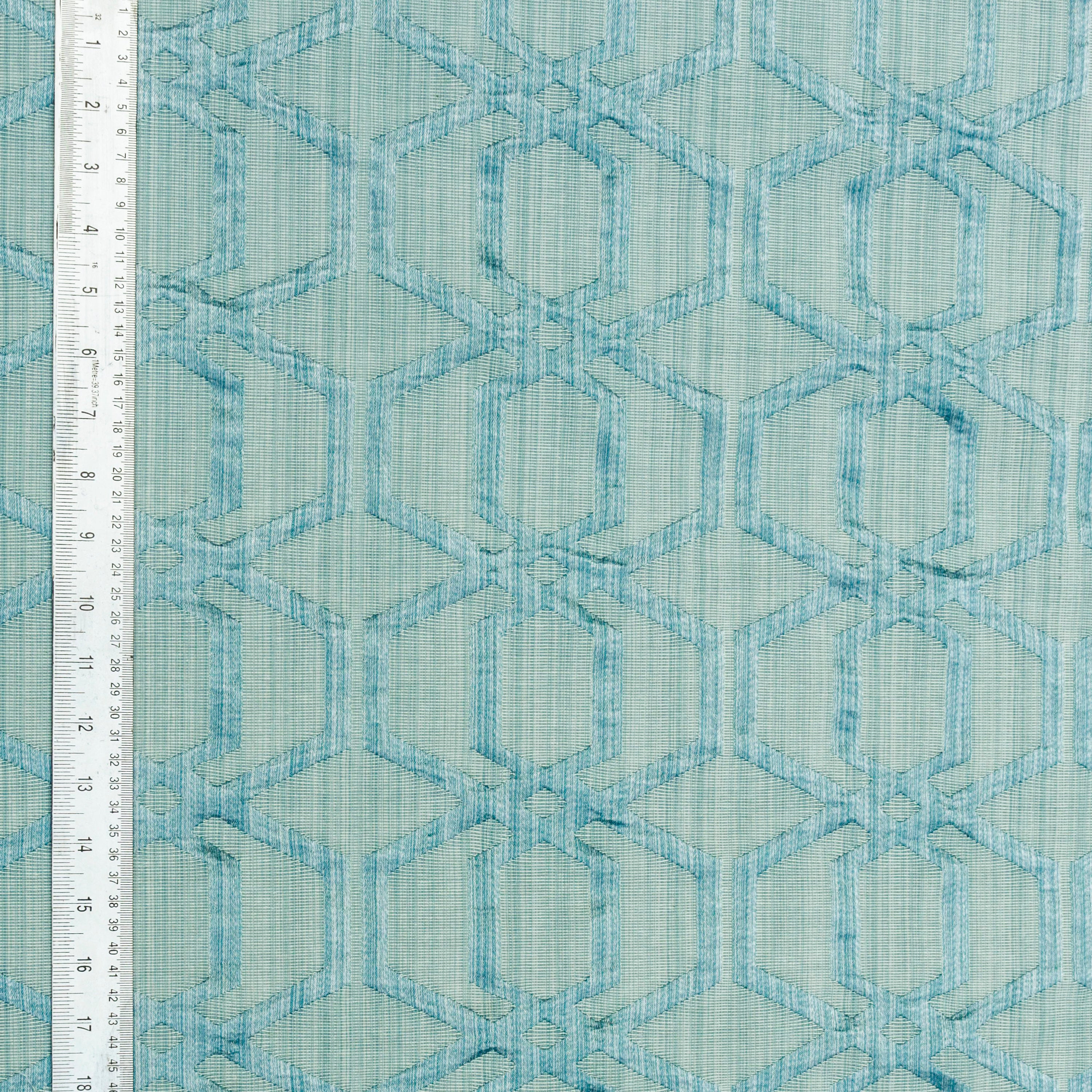 Premium Aqua Blue Jacquard Fabric by the Yard - Upholstery, Curtains & Home Decor | Soft & Durable for DIY Sewing Projects