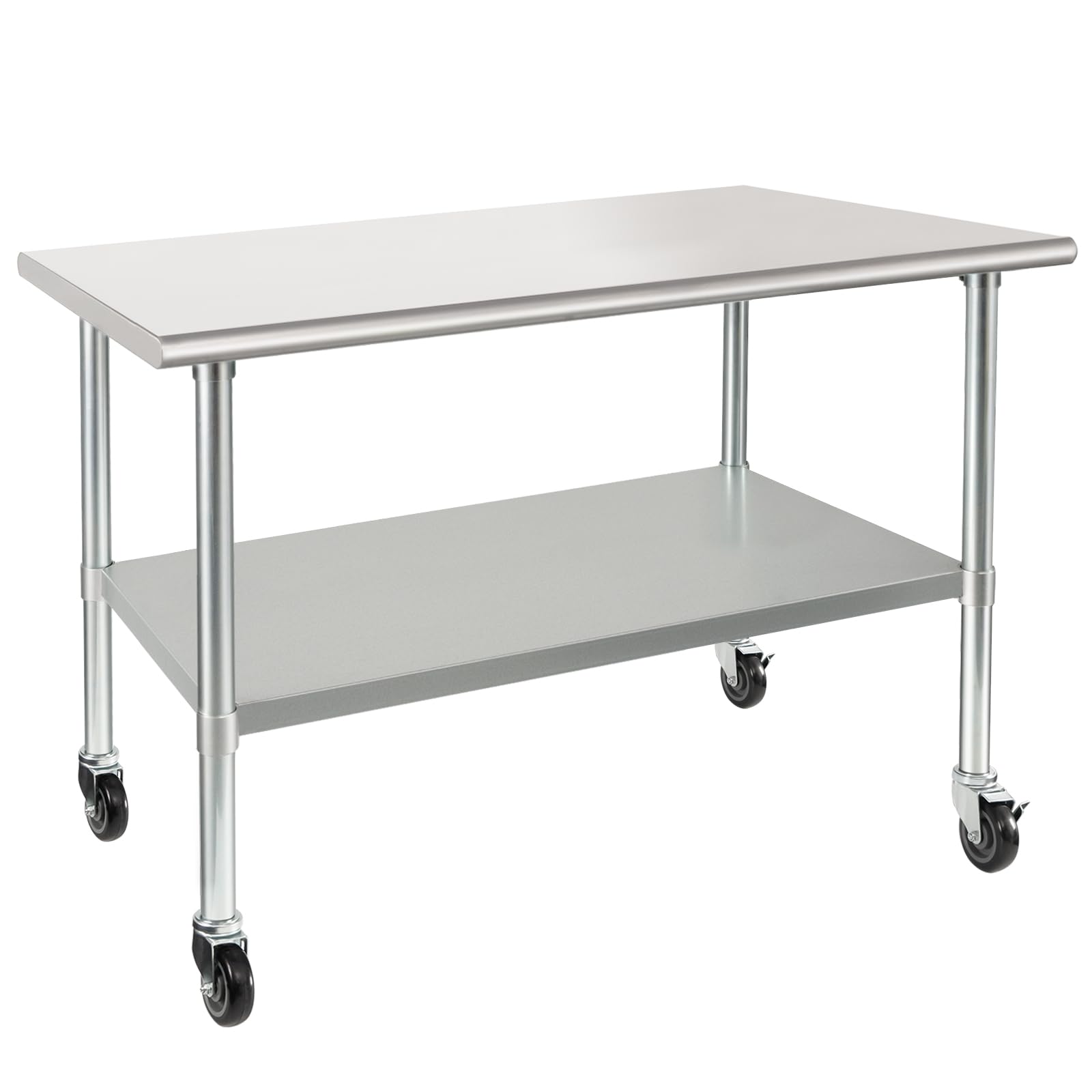HARDURA 30x48 Inch Stainless Steel Commercial Work Table with Wheels - NSF Certified Heavy Duty Prep Table with Undershelf & Galvanized Legs for Restaurant, Kitchen, Bar, Hotel, Garage - Perfect for Food Prep, Workbench, and Industrial Use