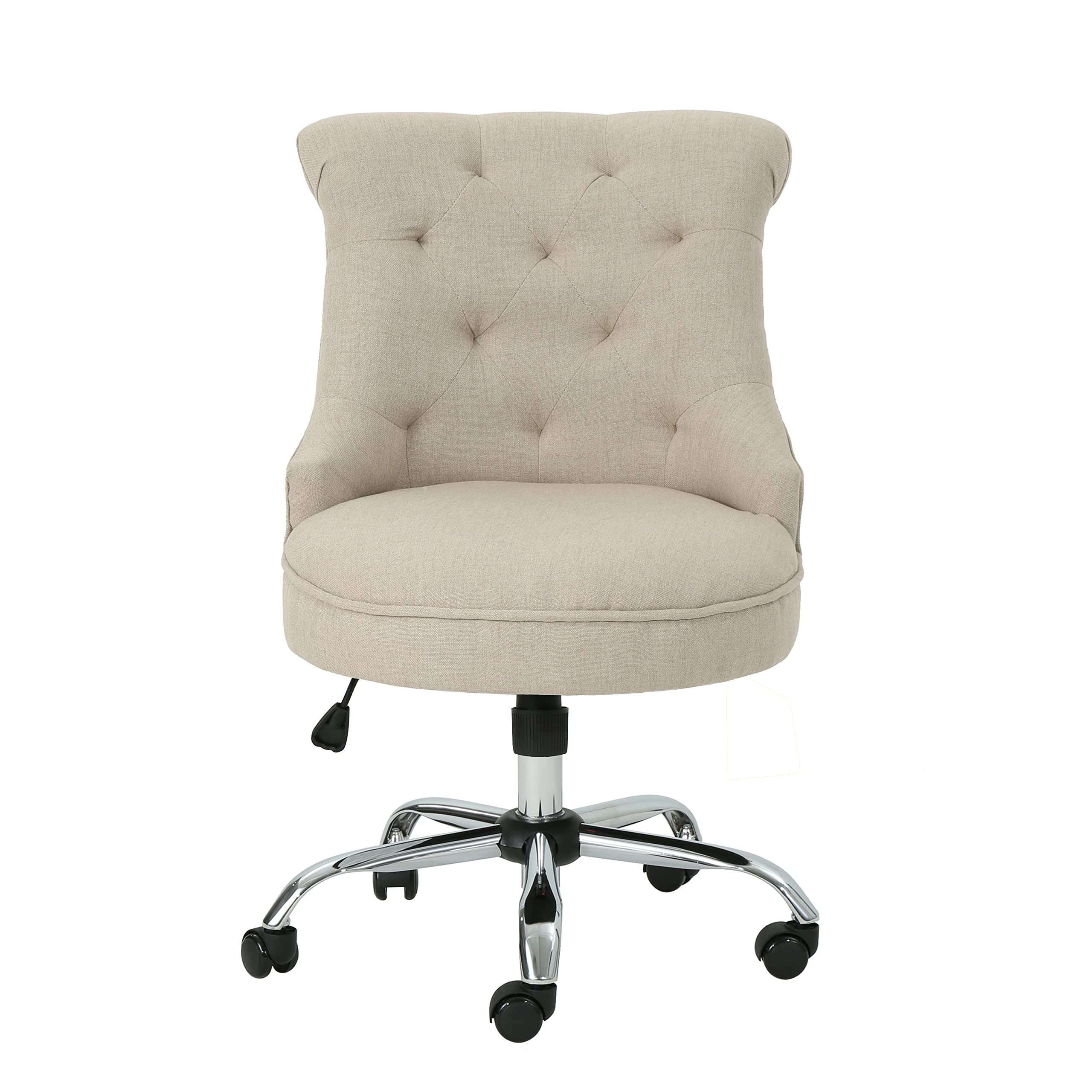 Christopher Knight Home Tyesha Desk Chair - Wheat & Chrome Finish, Modern Office Chair for Home & Workspace, Ergonomic Support for Long Hours of Work or Study