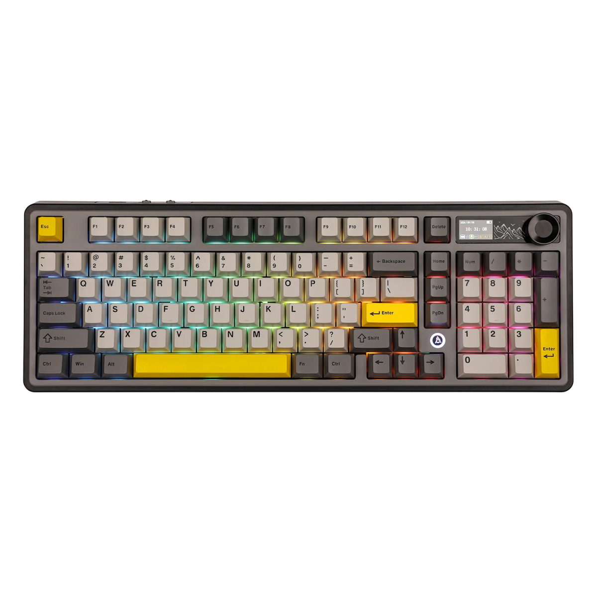 AJAZZ AK980 Mechanical Keyboard - RGB Backlit, Wired/Wireless, Maillard Switches, Black/Gray/Yellow - Perfect for Gaming, Typing & Office Work