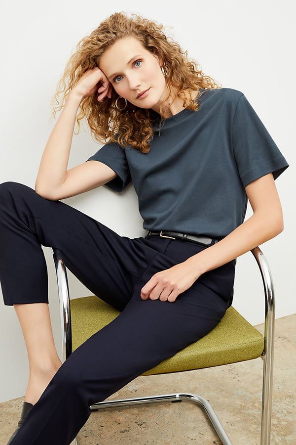 Premium Washable Wool Twill Mejia Pants - Dark Navy | Comfortable & Durable Office Wear & Travel Essentials