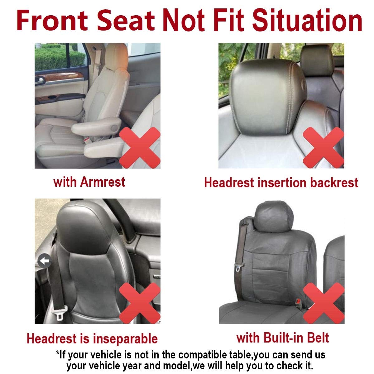 Premium Leather Car Seat Covers for 2 Front Seats - Waterproof, Black with Gray (Middle Gray) - Perfect for SUVs, Trucks & Sedans - Protects Seats from Spills, Pets & Wear