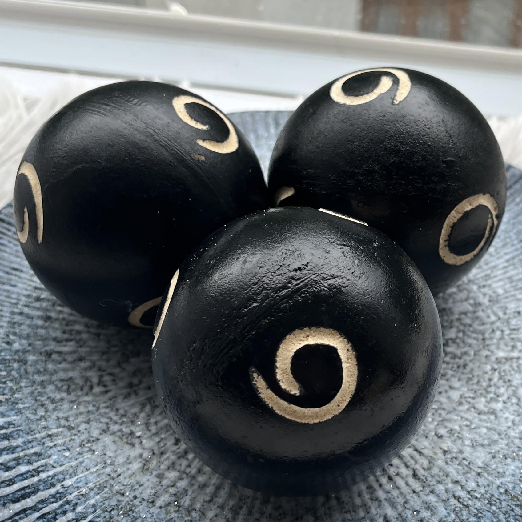 Set of 6 Decorative Balls - 2.6 Inch Tadpole Pattern Orbs for Dining Table Centerpiece, Coffee Table Decor, Bowl Fillers - Perfect for Wedding, Home, and Party Decoration