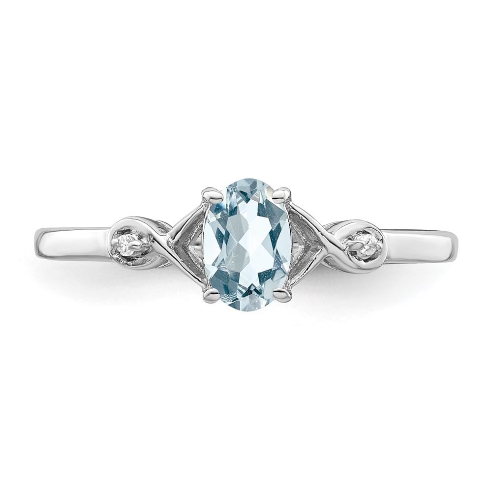 925 Sterling Silver Diamond & Aquamarine Oval Engagement Ring - 0.38ct (Size 5-10) | Elegant Promise & Wedding Ring for Her | Perfect for Proposals, Anniversaries & Special Occasions