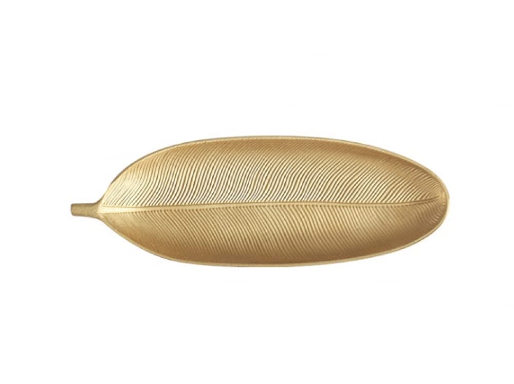 Nordic Style Wooden Golden Tray - Pineapple Leaf Shaped Fruit Bowl & Snack Serving Tray - Handcrafted Wood Storage Tray for Kitchen, Dining Table, and Coffee Table Decor