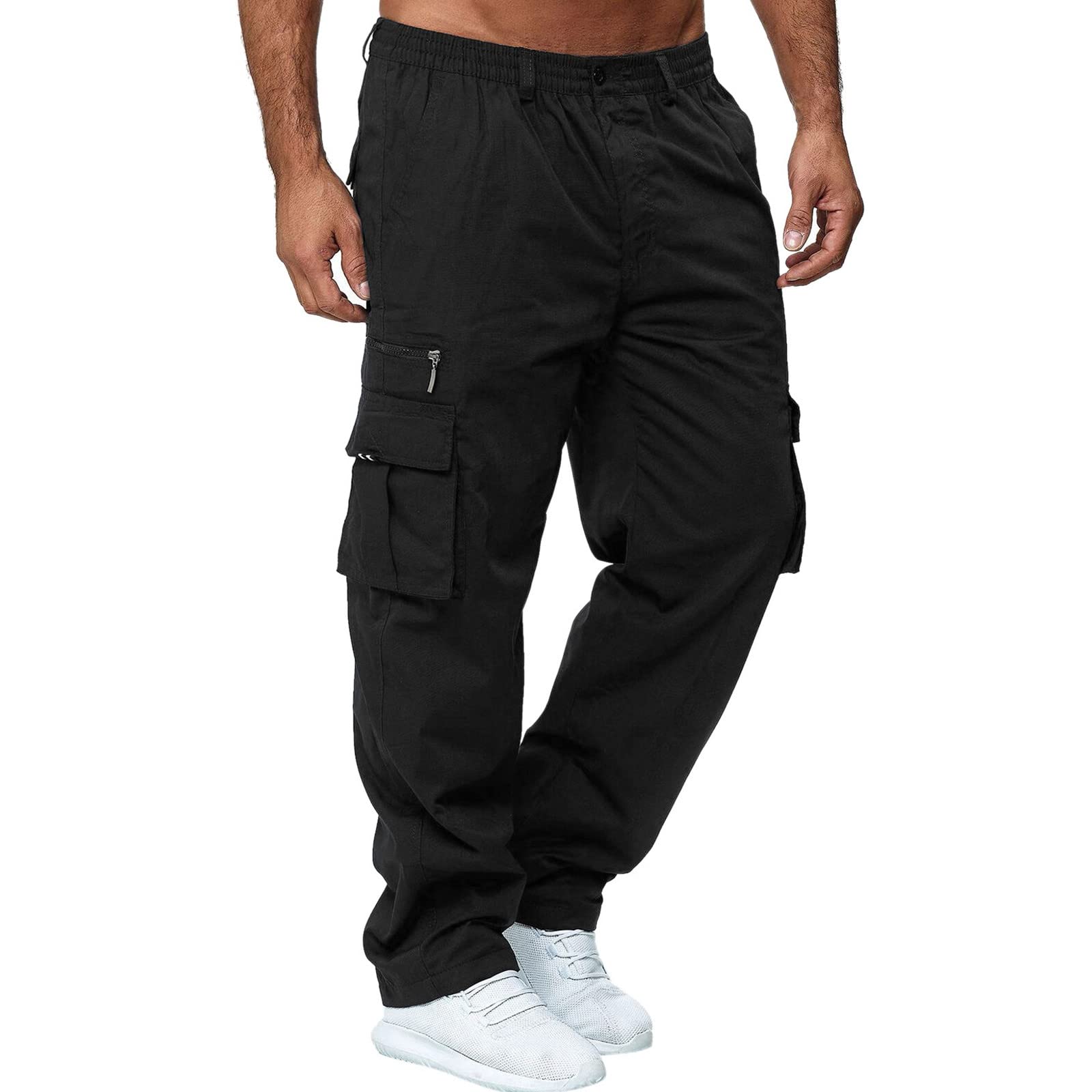 Men's Outdoor Hiking Cargo Pants - Ripstop Utility Work Pants with Multiple Pockets, Straight Leg & Open Bottom Design for Camping, Hiking & Outdoor Adventures