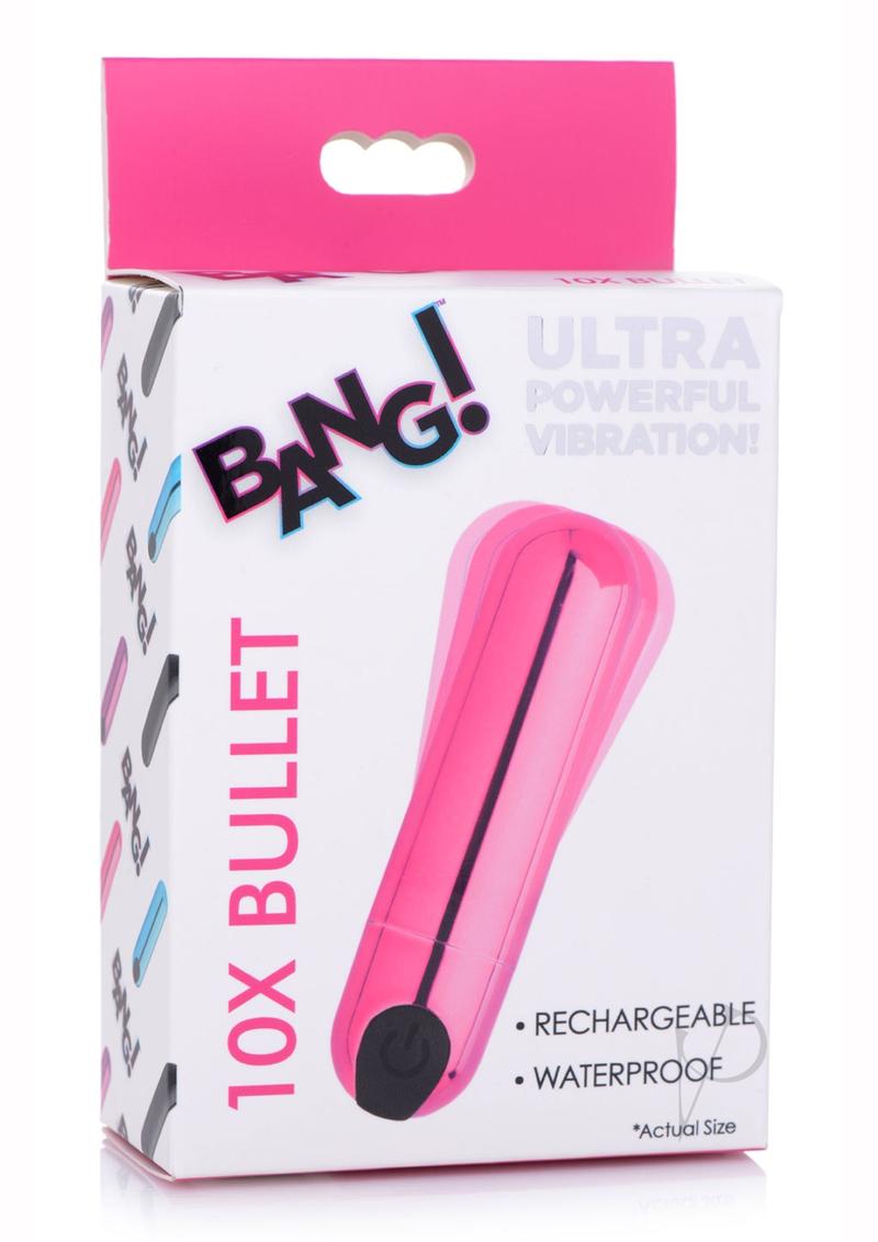 10X Powerful Rechargeable Bullet Vibrator - Metallic Pink for Women, Personal Massager for Sensual Pleasure & Stress Relief - Perfect for Couples & Solo Play