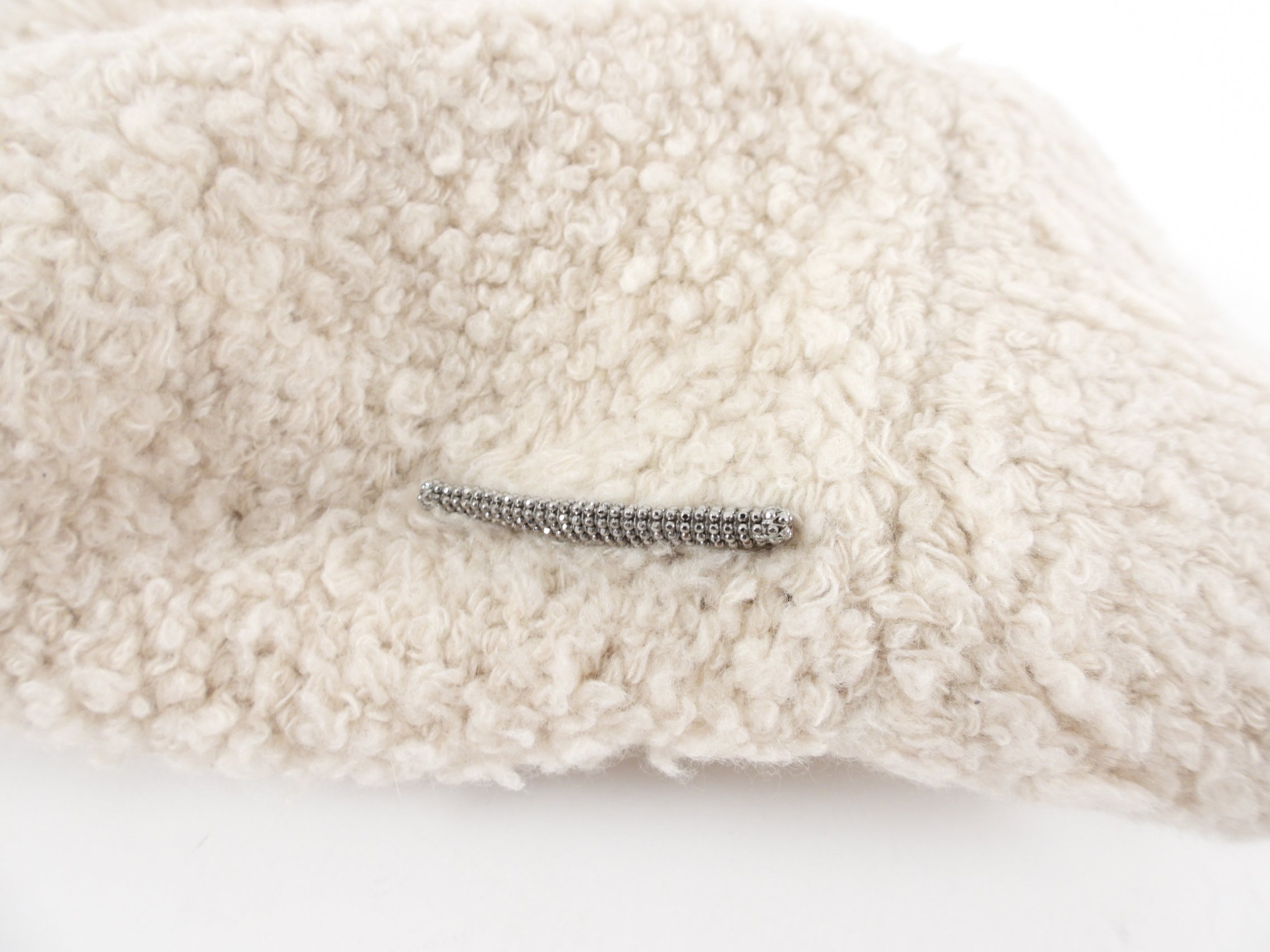 Brunello Cucinelli Ivory Boucle Knit Bucket Hat for Women - Luxury Cashmere Winter Beanie for Outdoor Activities & Fashion Streetwear