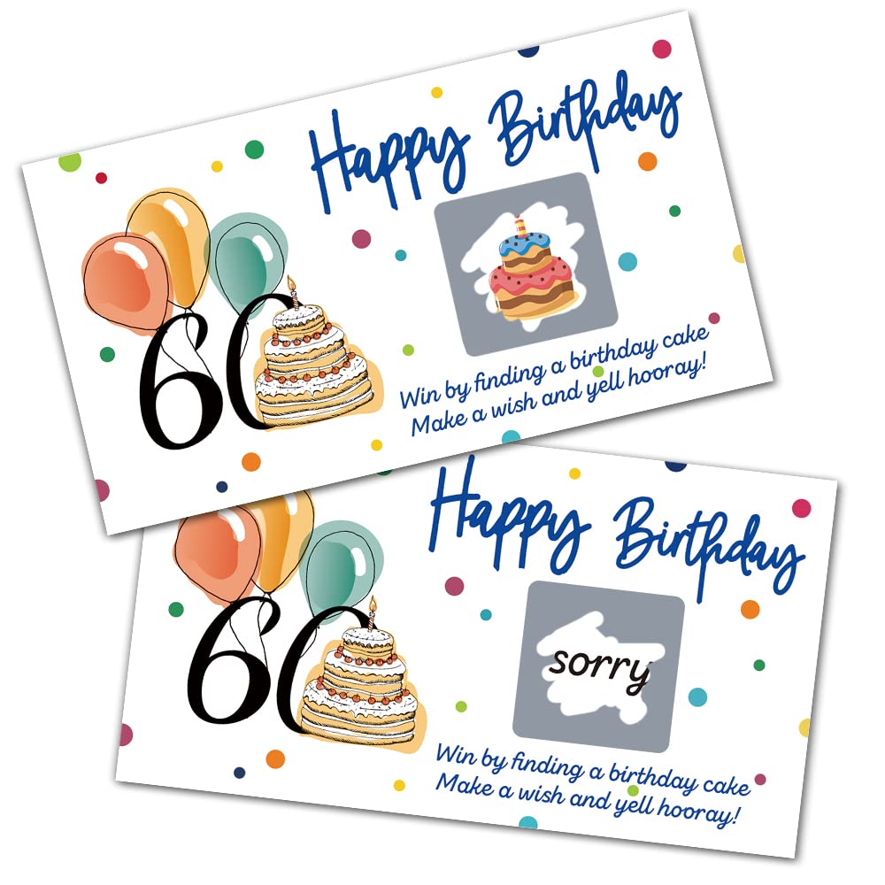 REWIDPARTY Colorful 60th Birthday Party Game Scratch Off Cards (32 PCS) - Fun Group Activity for 60th Birthday Celebrations, Raffle Tickets & Holiday Party Games - Perfect for Milestone Birthday Parties & Family Gatherings