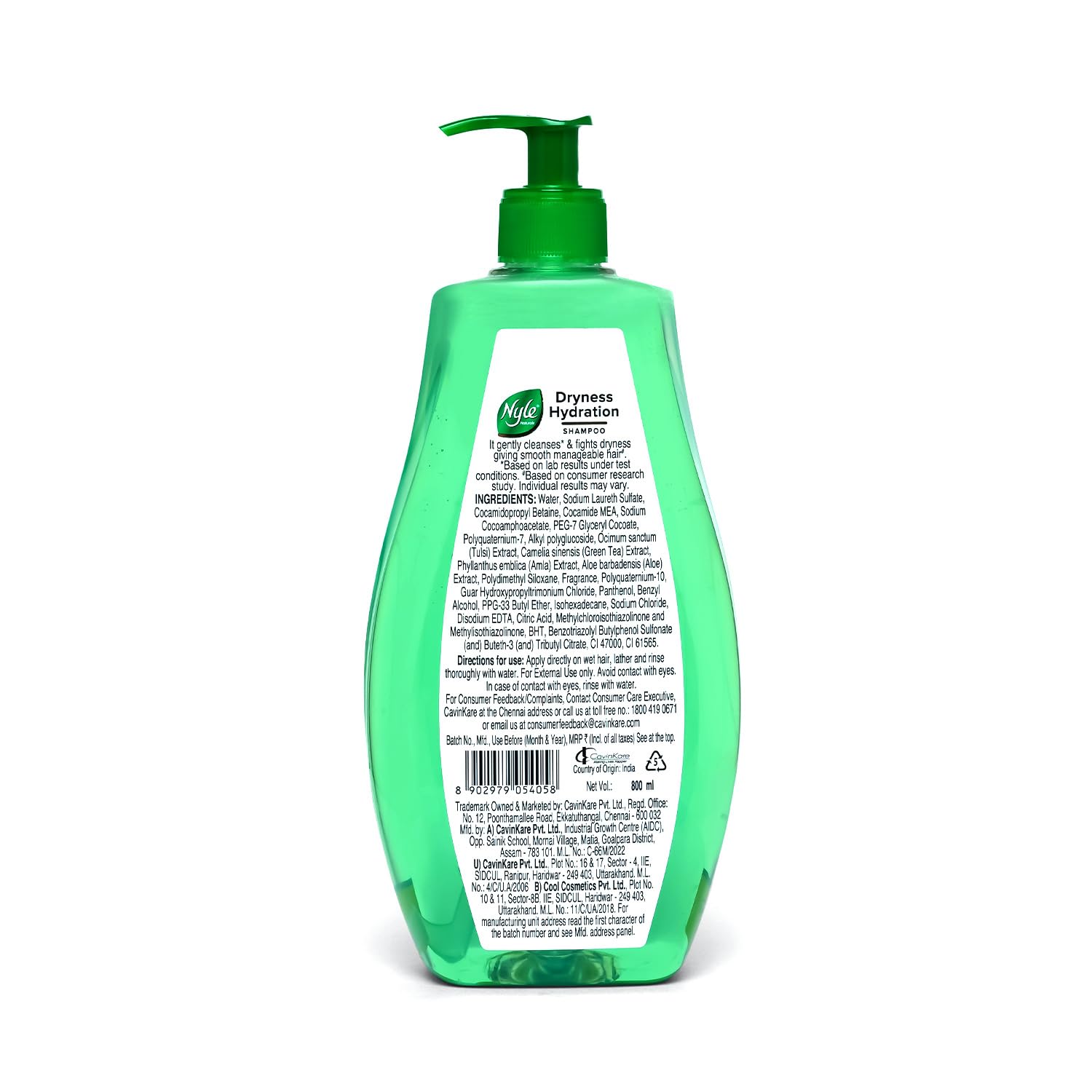Nyle Naturals Hydrating Shampoo for Dry & Frizzy Hair - 800ml with Tulsi, Amla & Aloe Vera | Gentle Moisturizing Shampoo for Men & Women | Perfect for Damaged Hair Repair & Daily Hydration