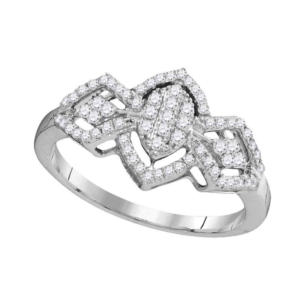 Dazzlingrock Collection 10K White Gold Women's Round & Oval Diamond Cluster Ring (1/3 CTW) - Perfect for Engagement, Anniversary & Special Occasion Gifts