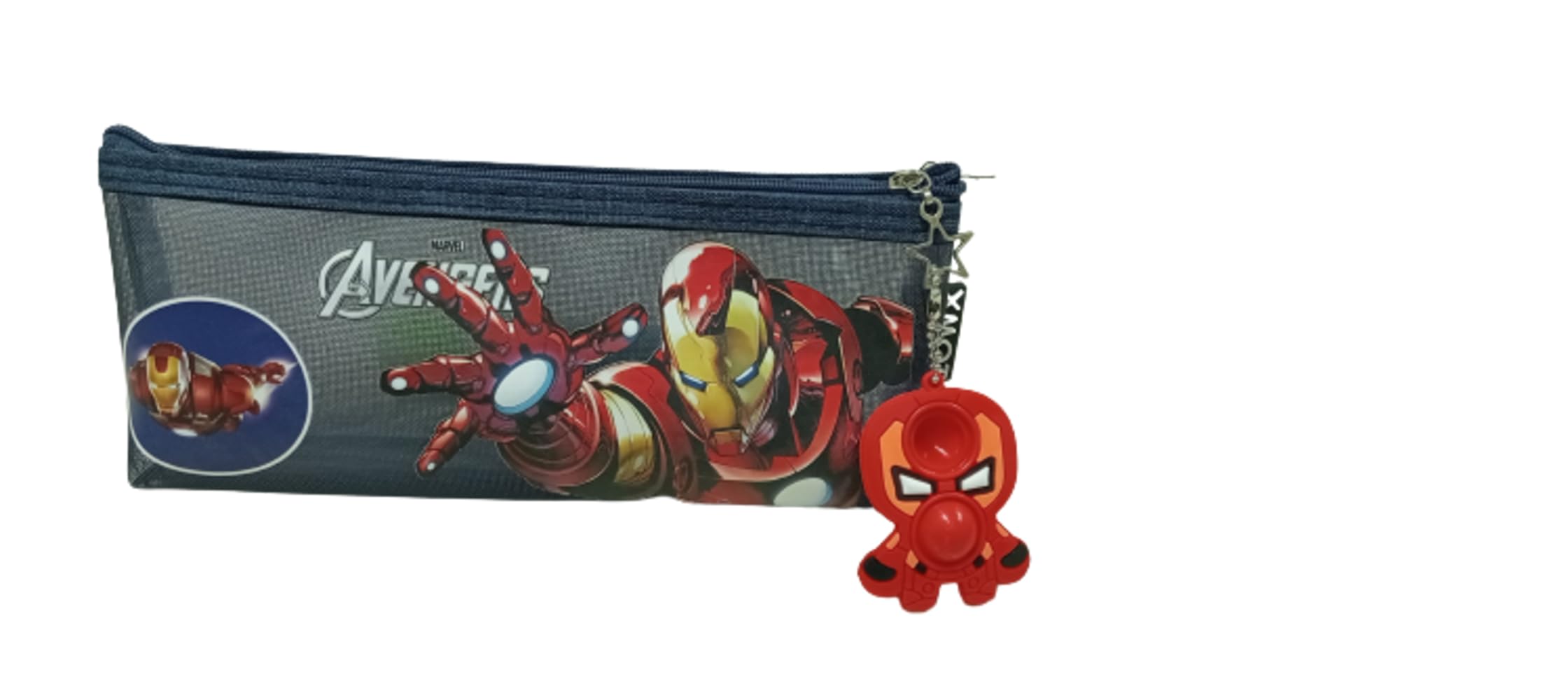 BAKERS PARDISE Kids Pencil Box for Boys & Girls - Durable School Pencil Case with Keychain, Multipurpose Storage Organizer (Iron Man Design) - Perfect Birthday Gift for Students, Back to School Supplies & Classroom Organization