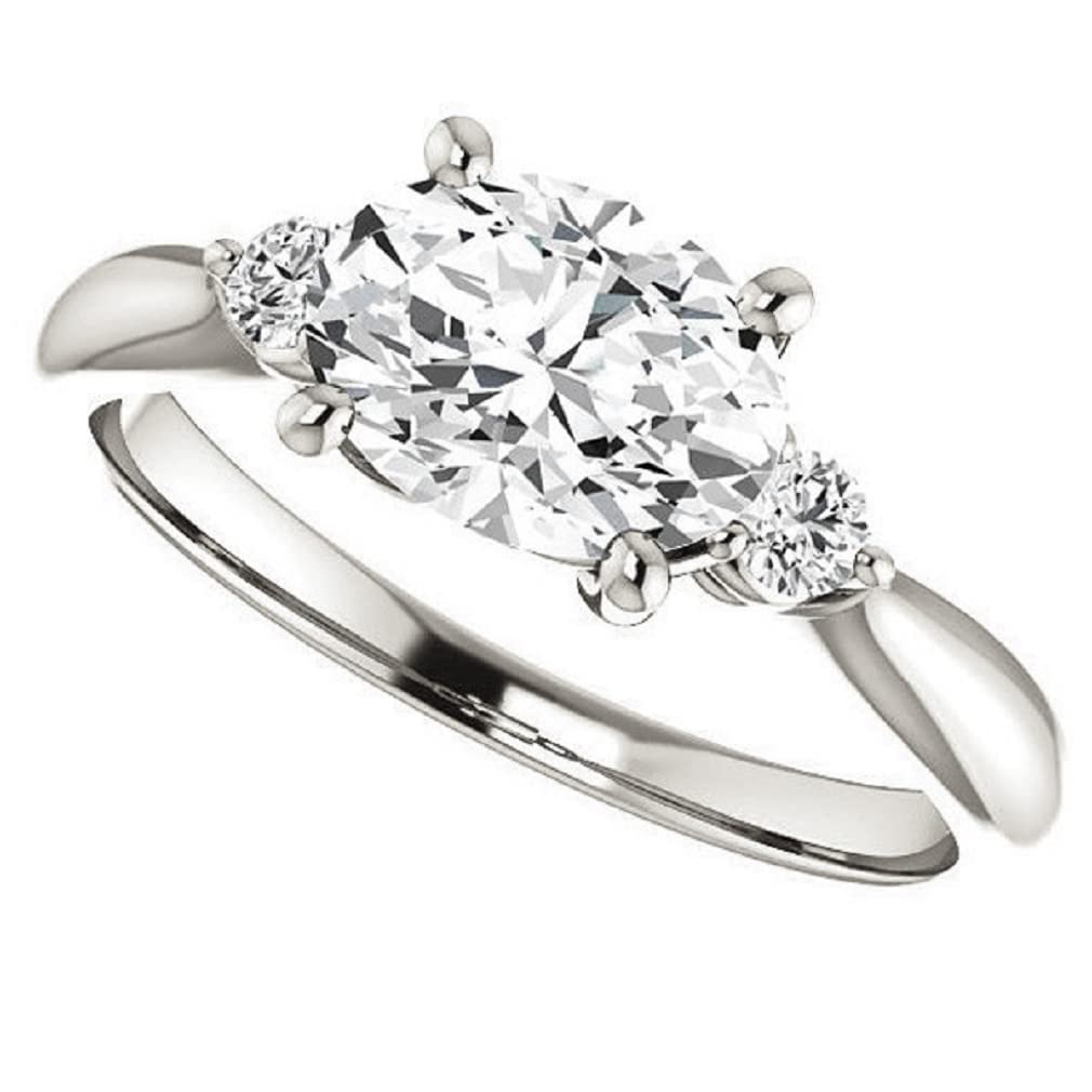 10K Solid White Gold Handmade Engagement Ring - 1 CT Oval Cut Moissanite Diamond Solitaire Wedding Band for Women - Perfect for Proposals, Anniversaries & Bridal Jewelry Gifts
