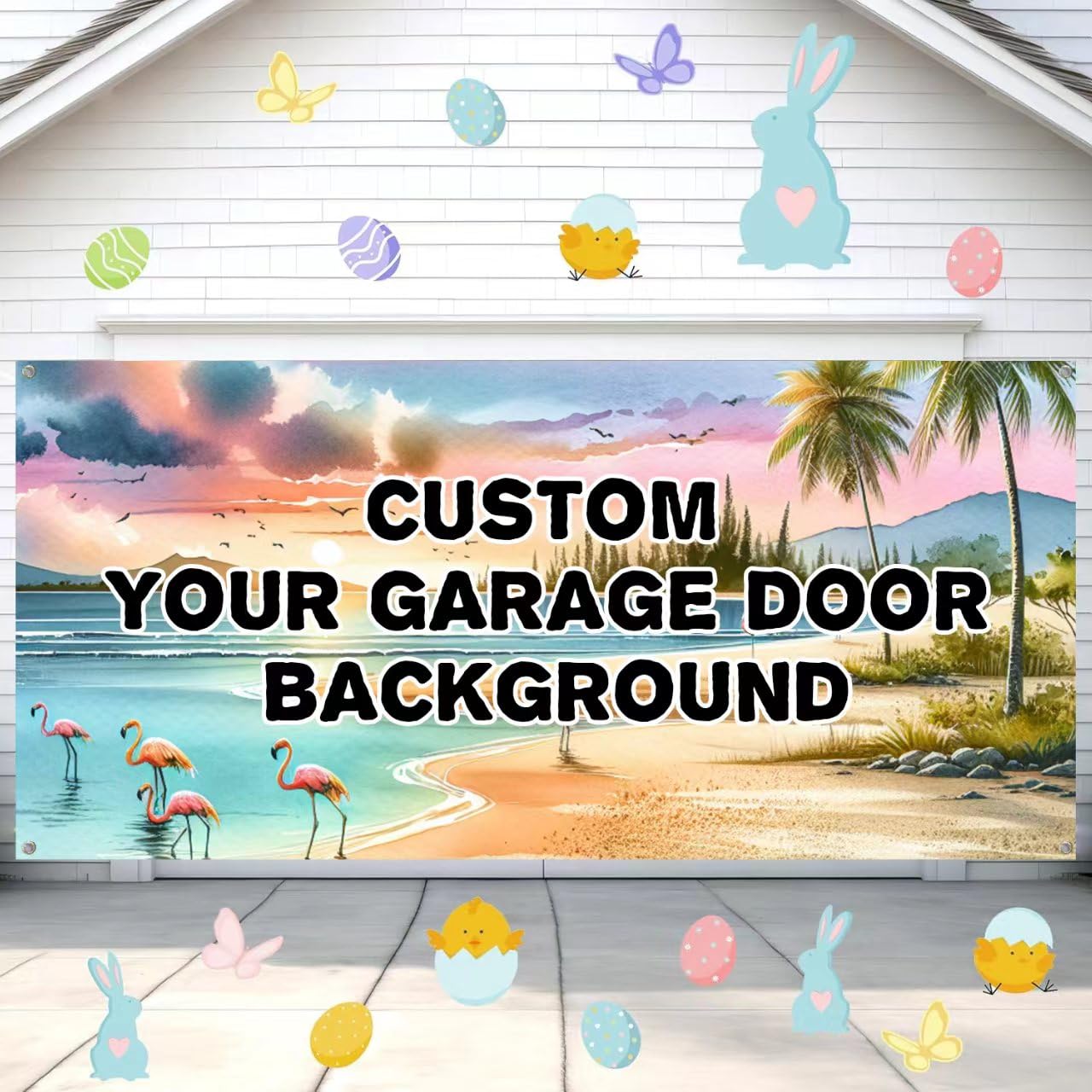 7X16ft Custom Garage Door Banner - Personalized Holiday & Party Decor for Christmas, Easter, Independence Day, Birthdays - Perfect for Outdoor Celebrations & Event Backdrops