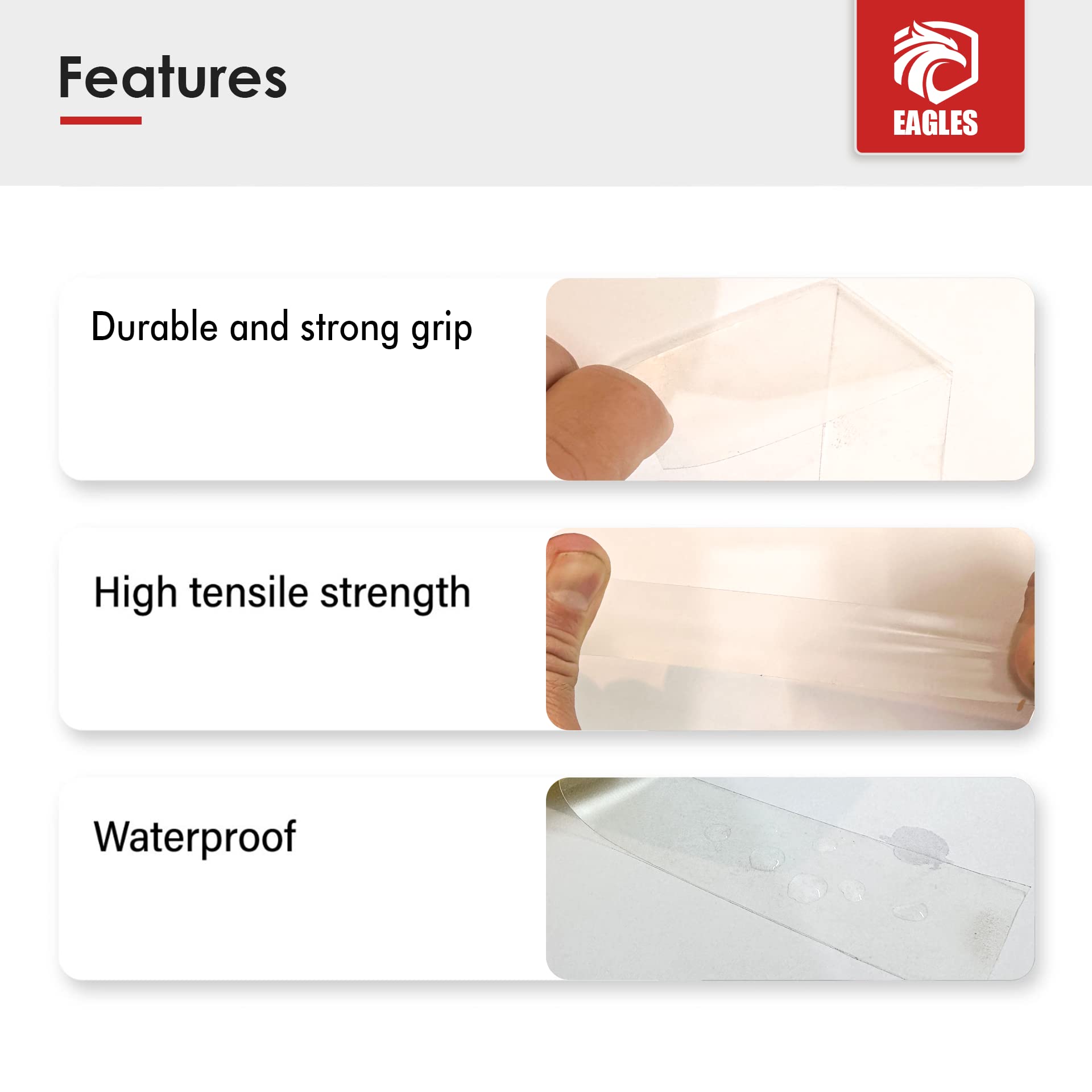EAGLES Bulk Hockey Tape - Black, White & Clear - Strong Adhesive Sports Tape for Sticks, Blades & Equipment - Durable Cloth/PVC Hockey Accessories - Perfect for Players, Coaches & Sports Enthusiasts