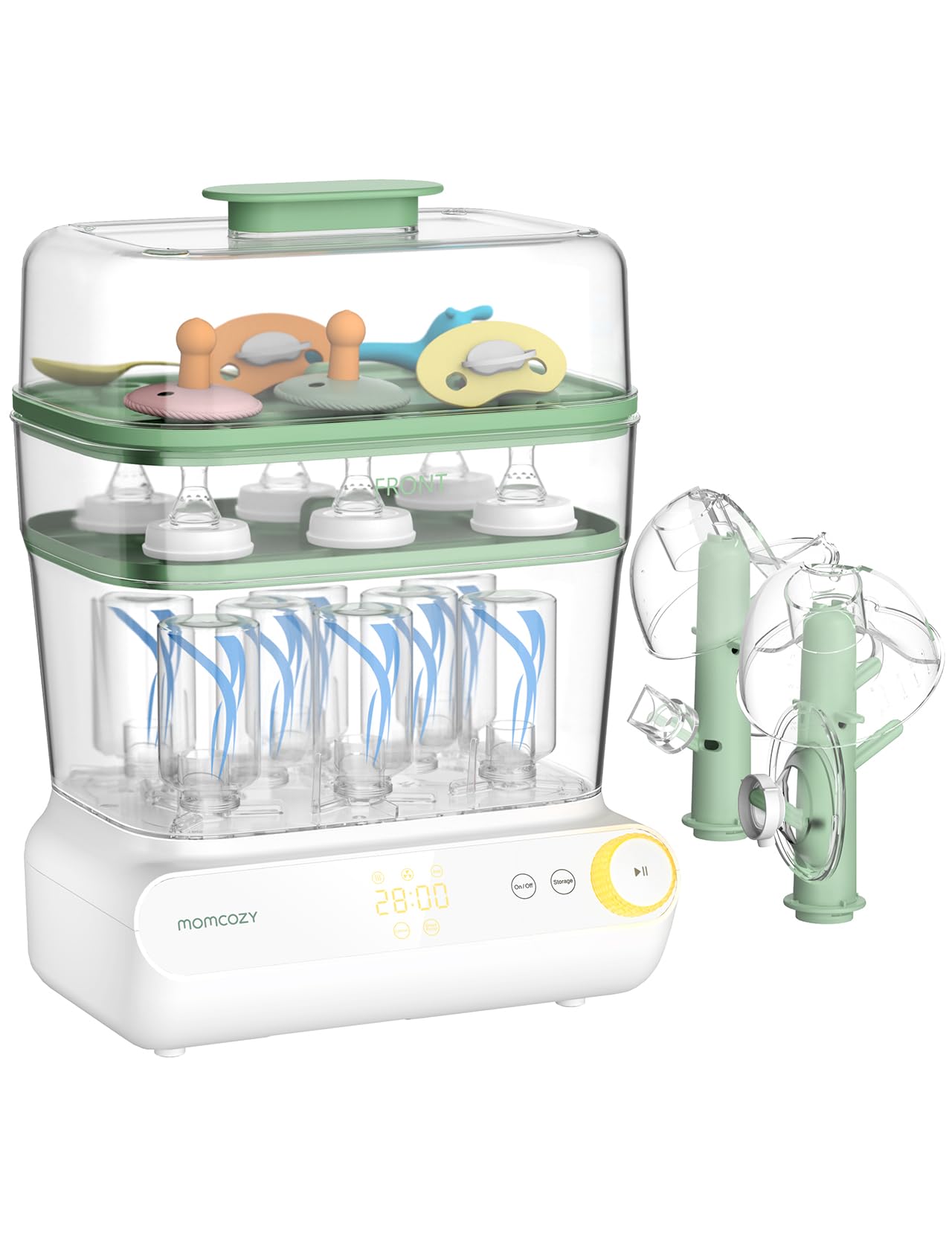 Momcozy 3-in-1 Large Baby Bottle Sterilizer and Dryer | Fast 99.9% Germ Elimination | Universal for All Bottles & Breast Pump Parts | Touch Screen & Auto Shutoff | Perfect for Nursery, Daycare and Travel Use