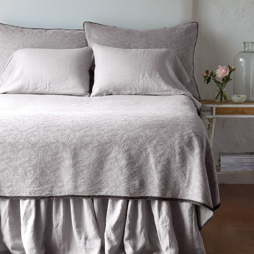 Adele Coverlet with Silk Velvet Piping - Luxury Bedding Set for Master Bedroom & Guest Room Decor