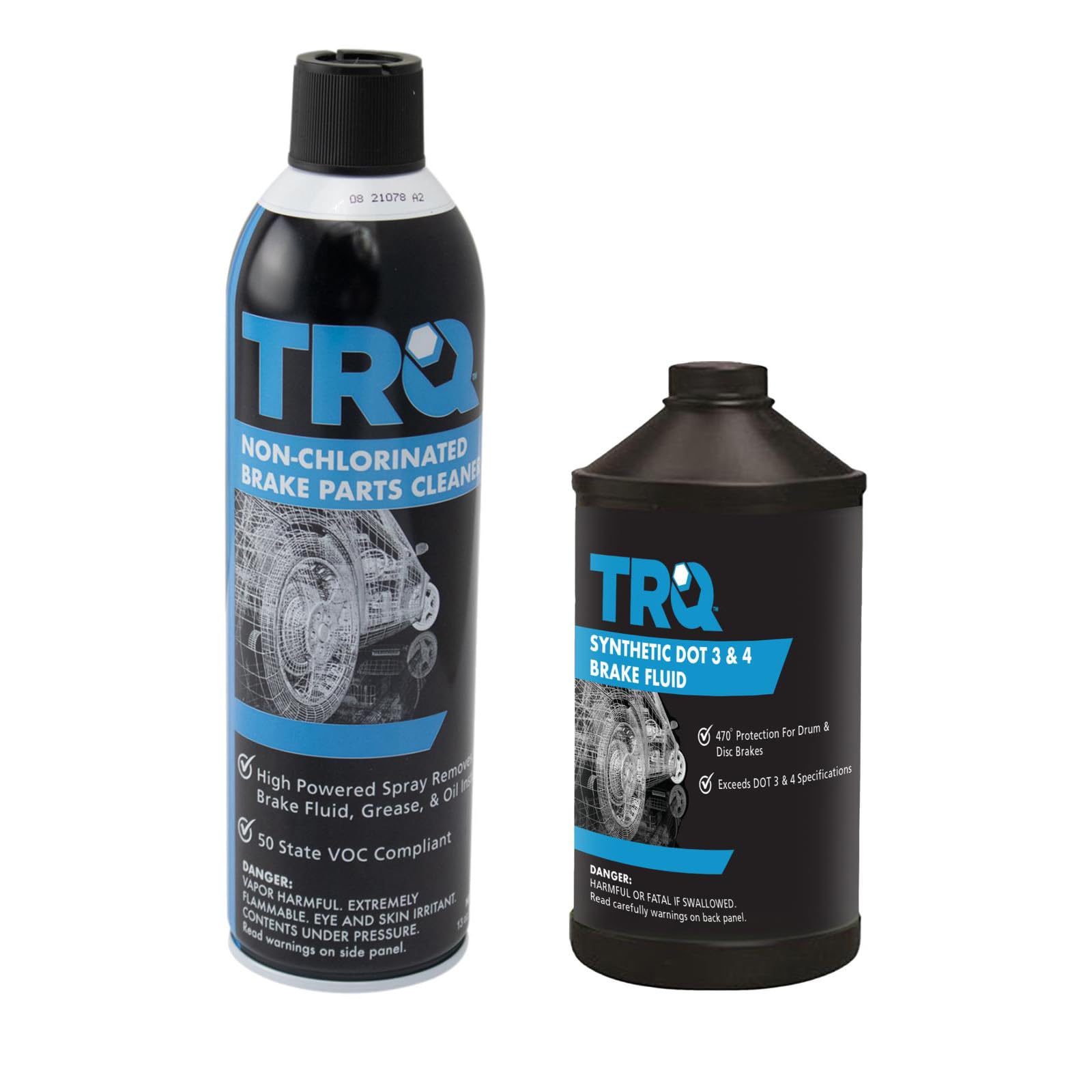 TRQ Rear Ceramic Brake Pads & Performance Rotors with Brake Fluid Kit for Ram 1500/2500/3500 Trucks - High Performance Braking System for Towing & Heavy Duty Use