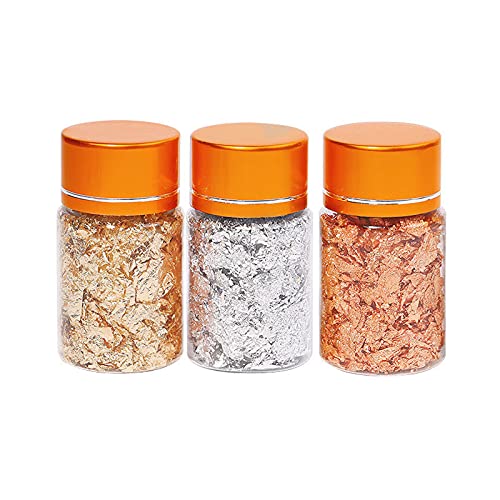 Ankeer 3 Pack Gold Silver Copper Metallic Foil Flakes for Nail Art, DIY Crafts, Slime, Resin Jewelry Making - Premium Tinfoil Gilding Flakes for Painting & Decorative Projects - Perfect for Home Decor, Gift Wrapping & Party Supplies