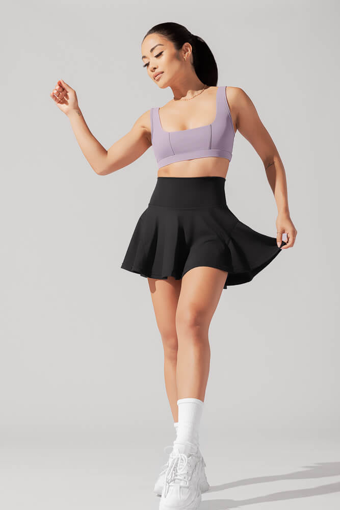 Twirl Skort for Women - Black High Waist Tennis Skirt with Built-in Shorts | Perfect for Running, Yoga, and Casual Wear