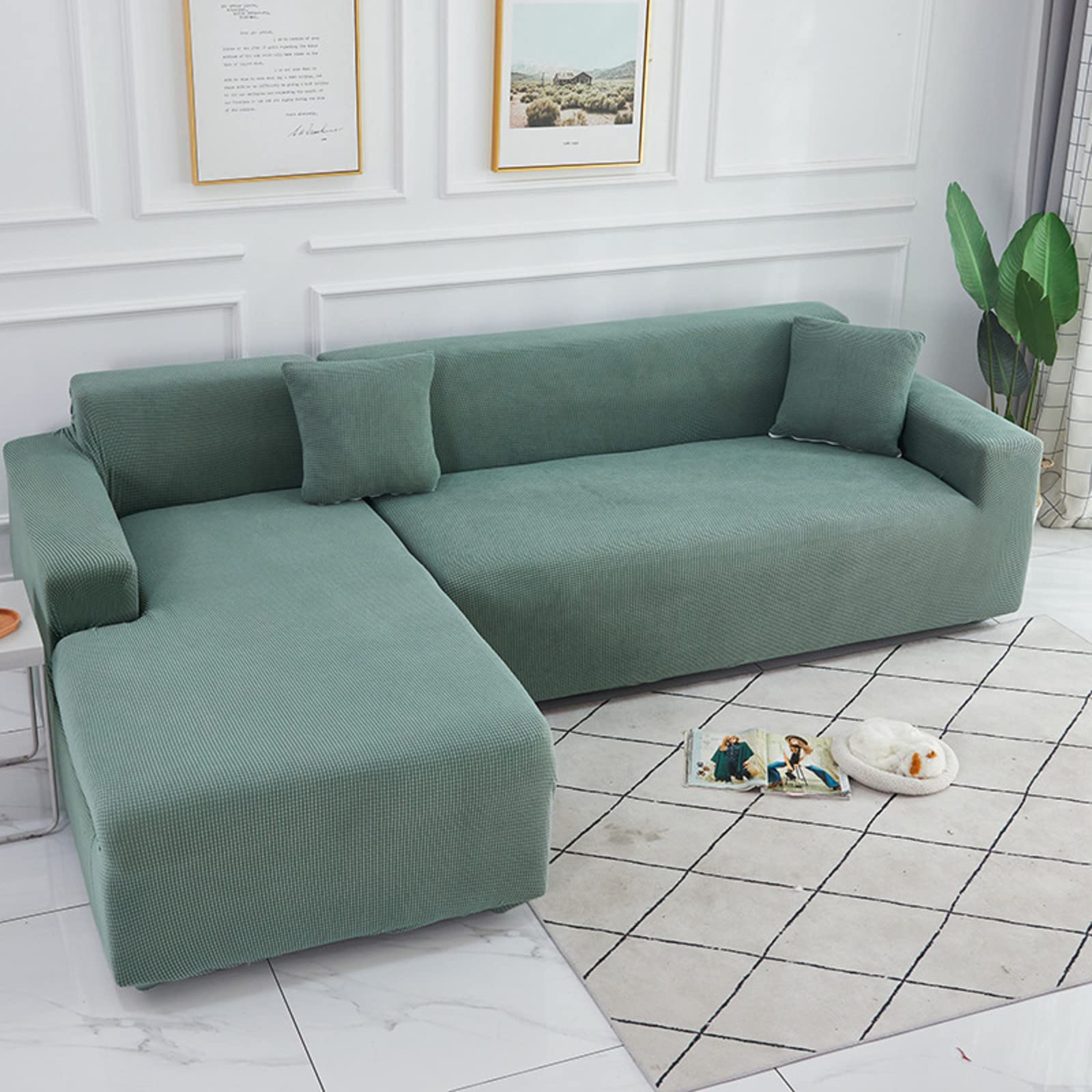 Solid Color Waterproof Sofa Slipcover - Non-Slip Couch Cover Protector for Sectional, Loveseat & 2-Seater (Multiple Sizes) - Perfect for Living Room, Family Room & Home Decor Protection