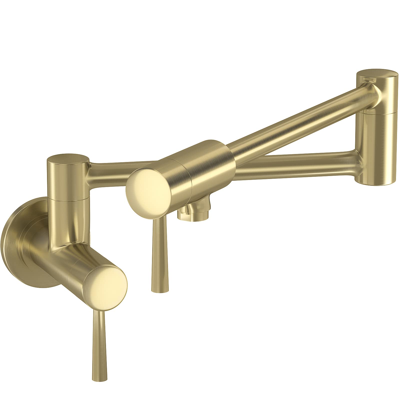 IMLEZON Commercial Stainless Steel Wall Mount Pot Filler Faucet - Single Hole, 2 Handles, Folding & Extendable Design in Champagne Bronze - Perfect for Kitchen Sinks, Restaurants & Food Prep Areas