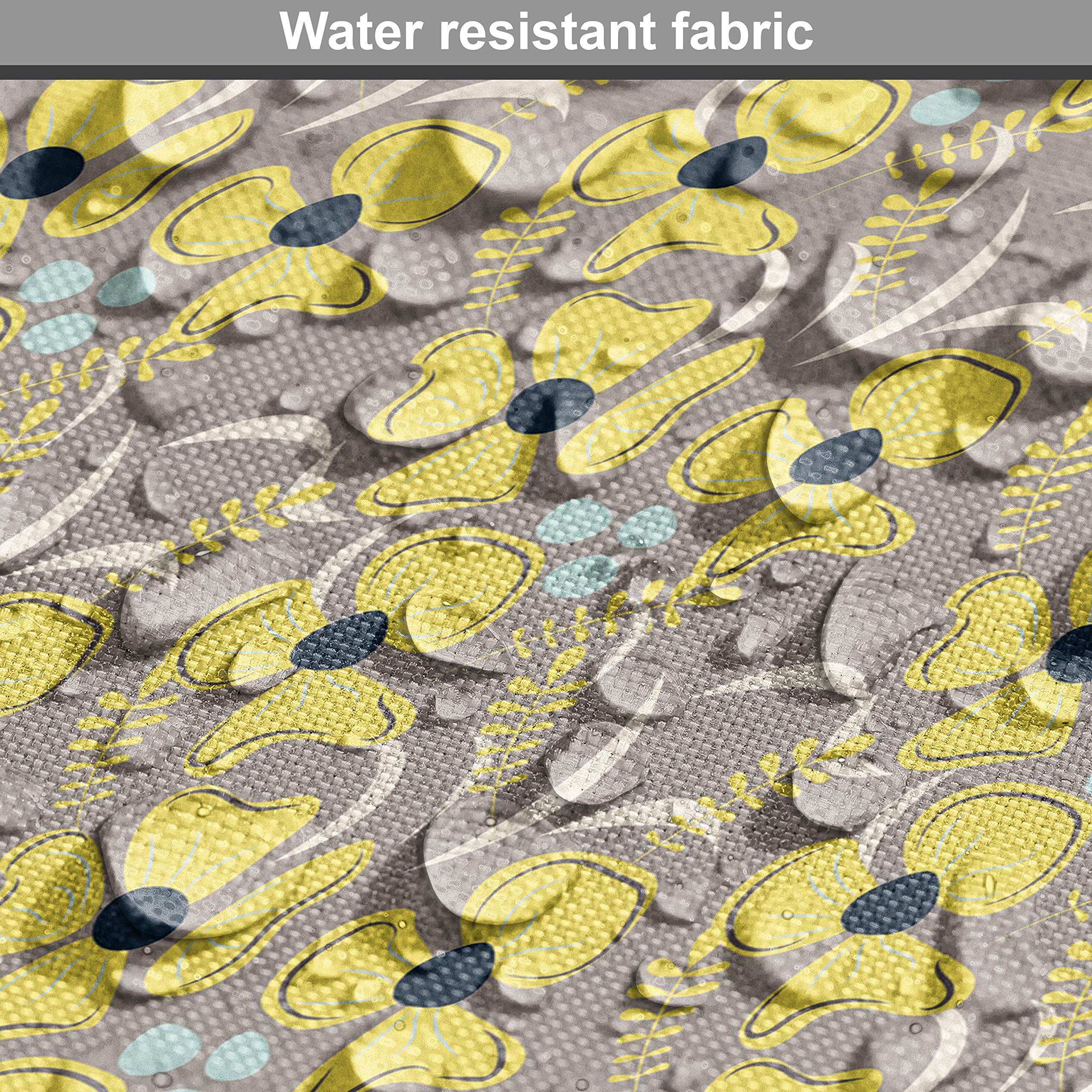 Ambesonne Taupe Fabric by The Yard - Romantic Meadow Floral Print Upholstery Fabric for Sofa, Curtains & Home Decor - 10 Yards Indigo Yellow Taupe - Perfect for DIY Projects, Crafting & Seasonal Home Accents