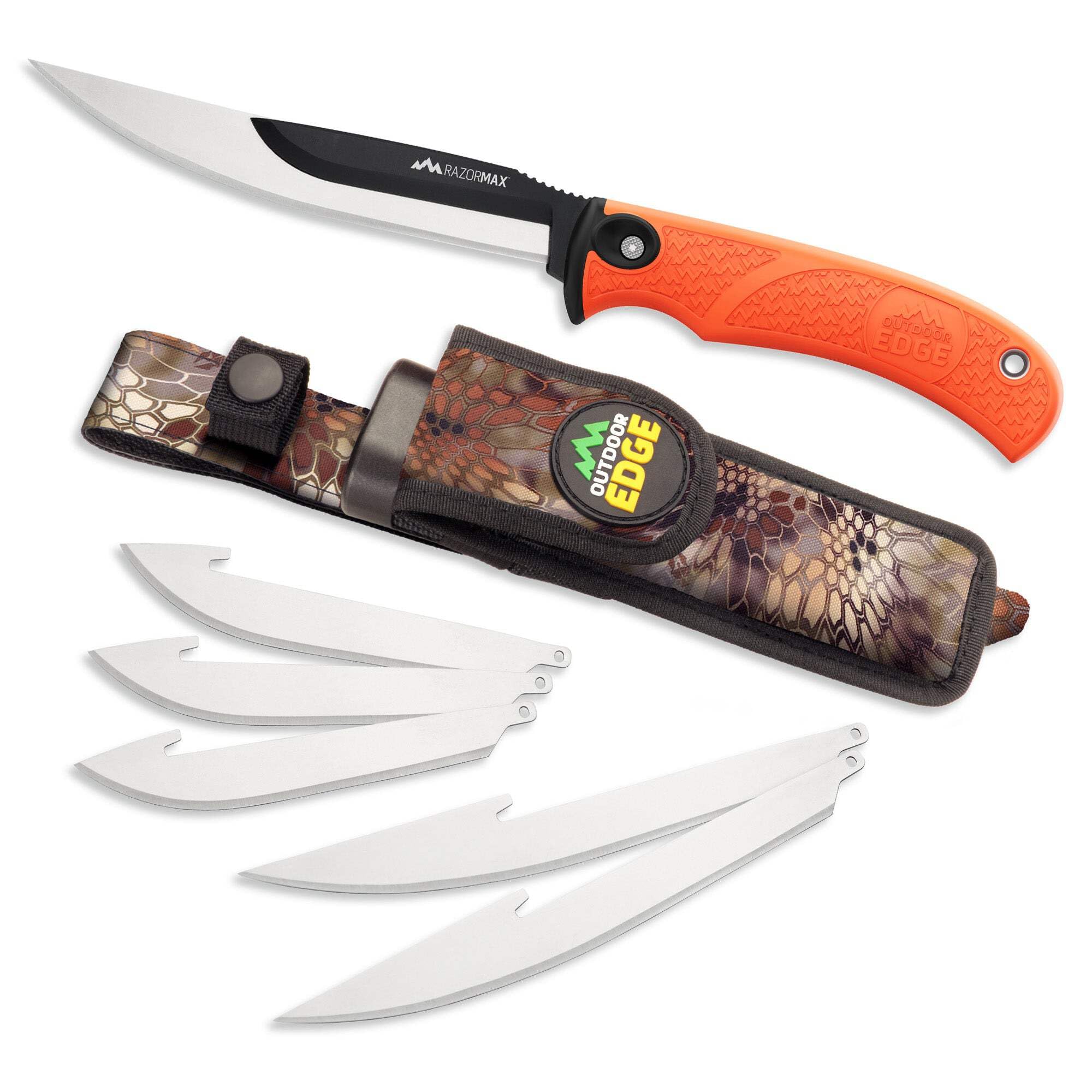 Outdoor Edge Razormax Folding Knife - Orange EDC Pocket Knife for Camping, Hiking & Outdoor Adventures